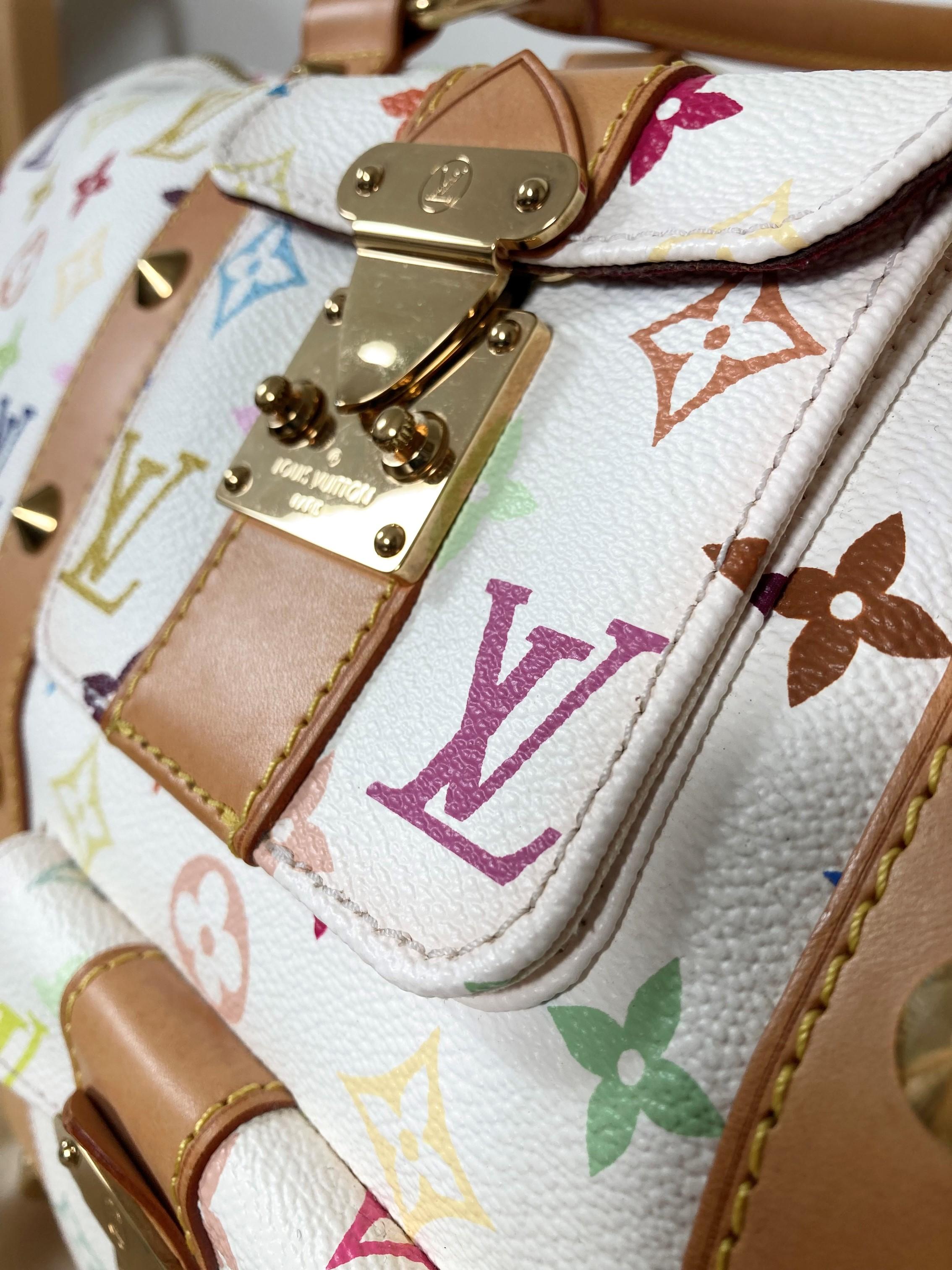 Louis Vuitton Limited Edition Murakami White Monogram Multicolor Keepall 45 Bag 10