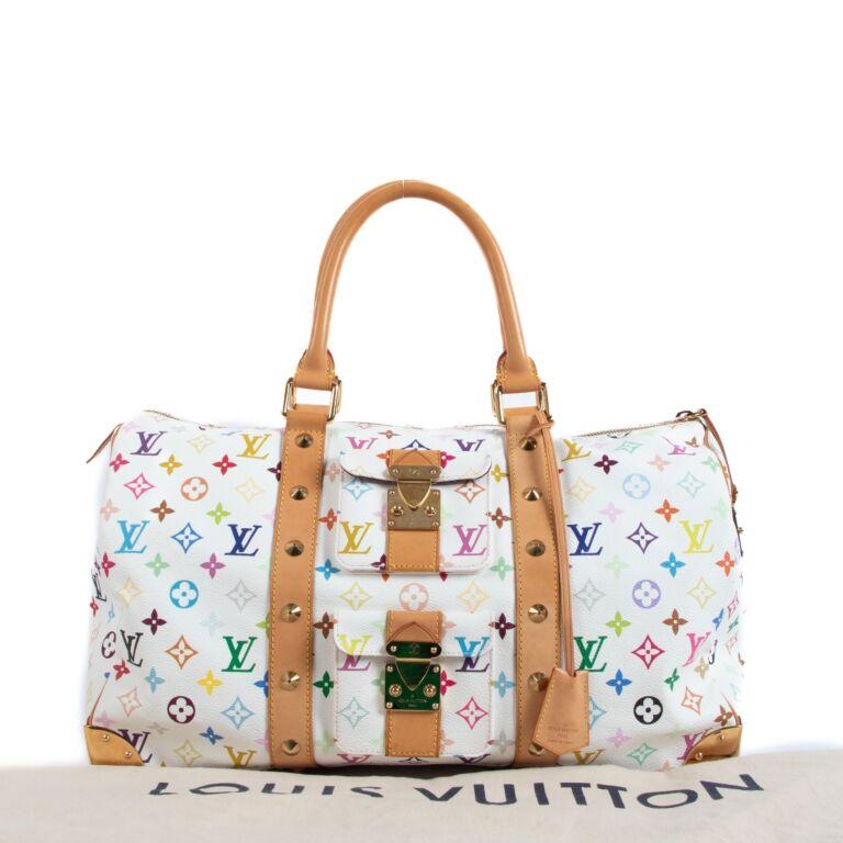 Louis Vuitton Limited Edition Murakami White Monogram Multicolor Keepall 45 Bag In Excellent Condition In GOES, NL