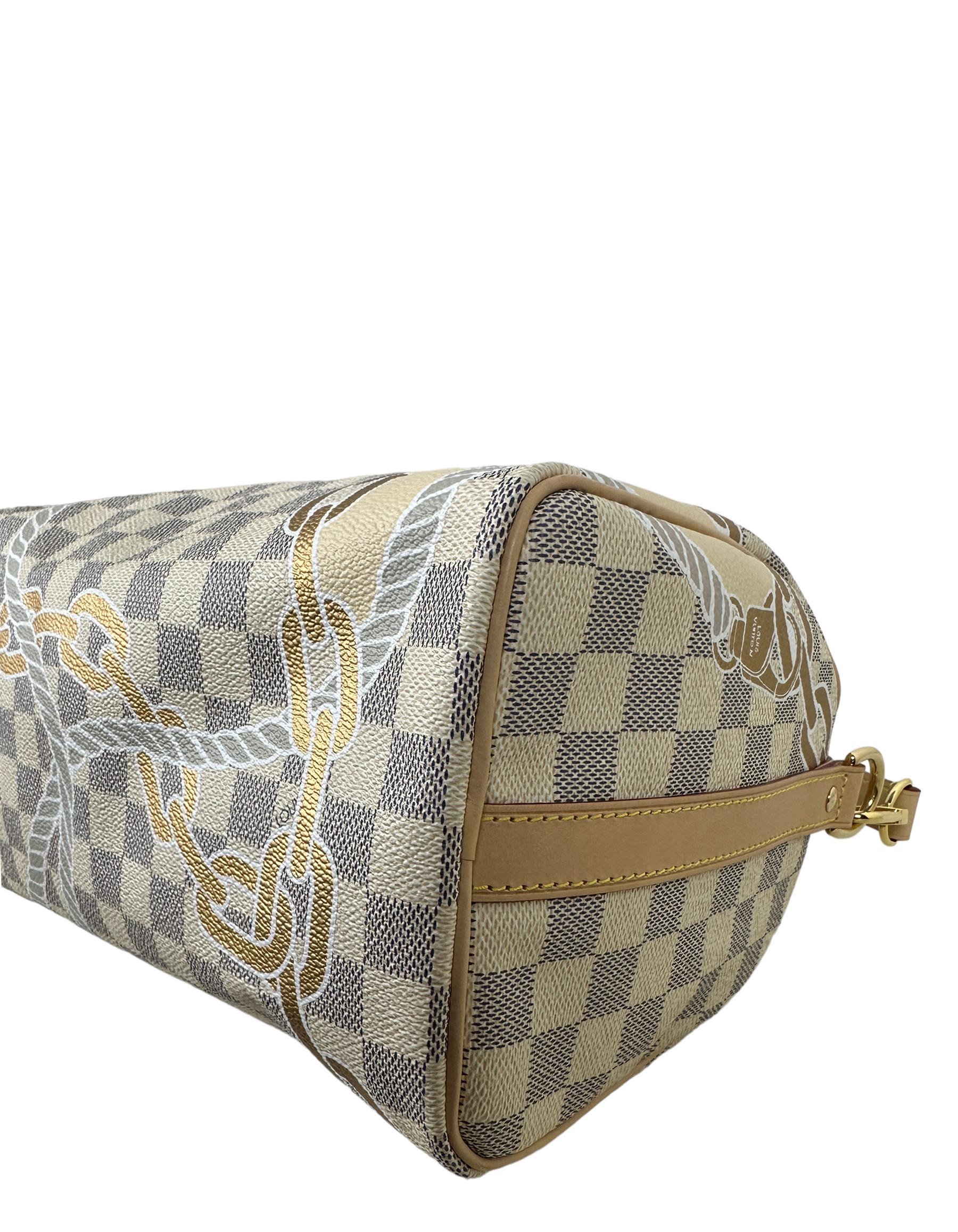 Women's Louis Vuitton Limited Edition Nautical Damier Azur Speedy Bandouliere 25 Bag For Sale