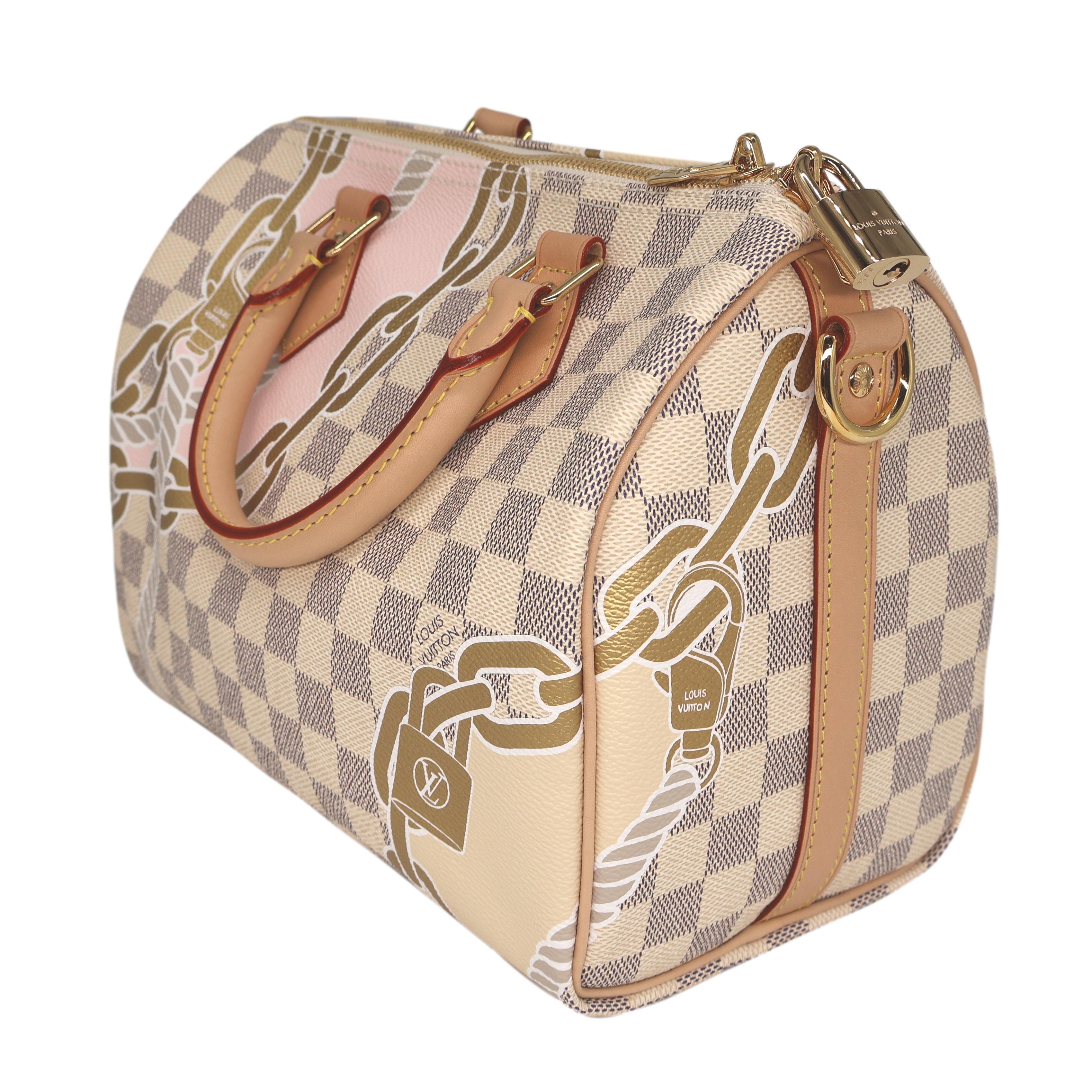 Beige Louis Vuitton Limited Edition Nautical Damier Azure Bandoulière Speedy 25 Bag