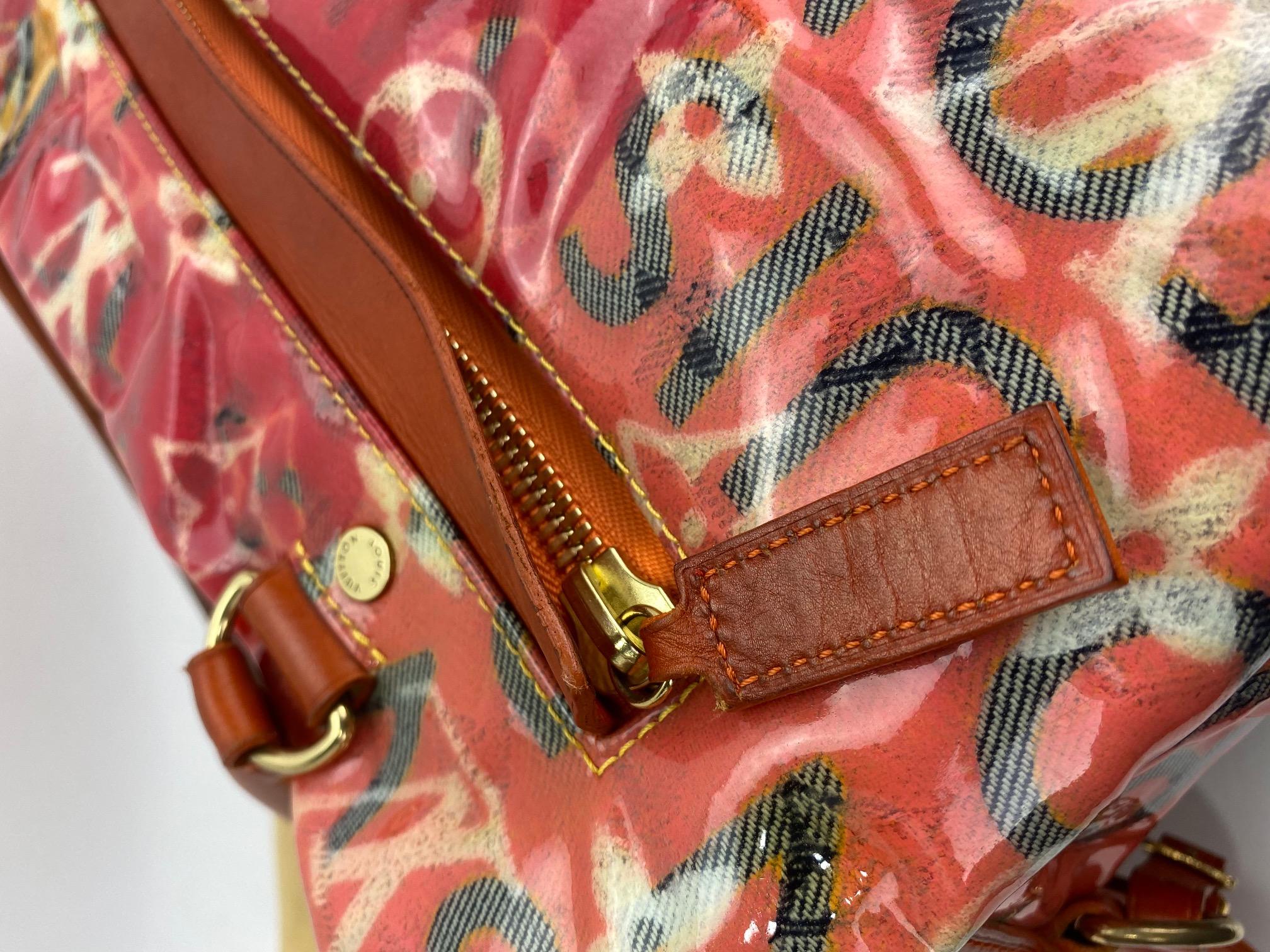 LOUIS VUITTON Limited Edition Richard Prince Pink Denim Weekender PM Travel Bag For Sale 6
