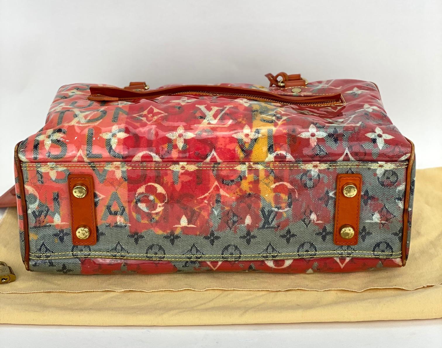 LOUIS VUITTON Limited Edition Richard Prince Pink Denim Weekender PM Travel Bag 8