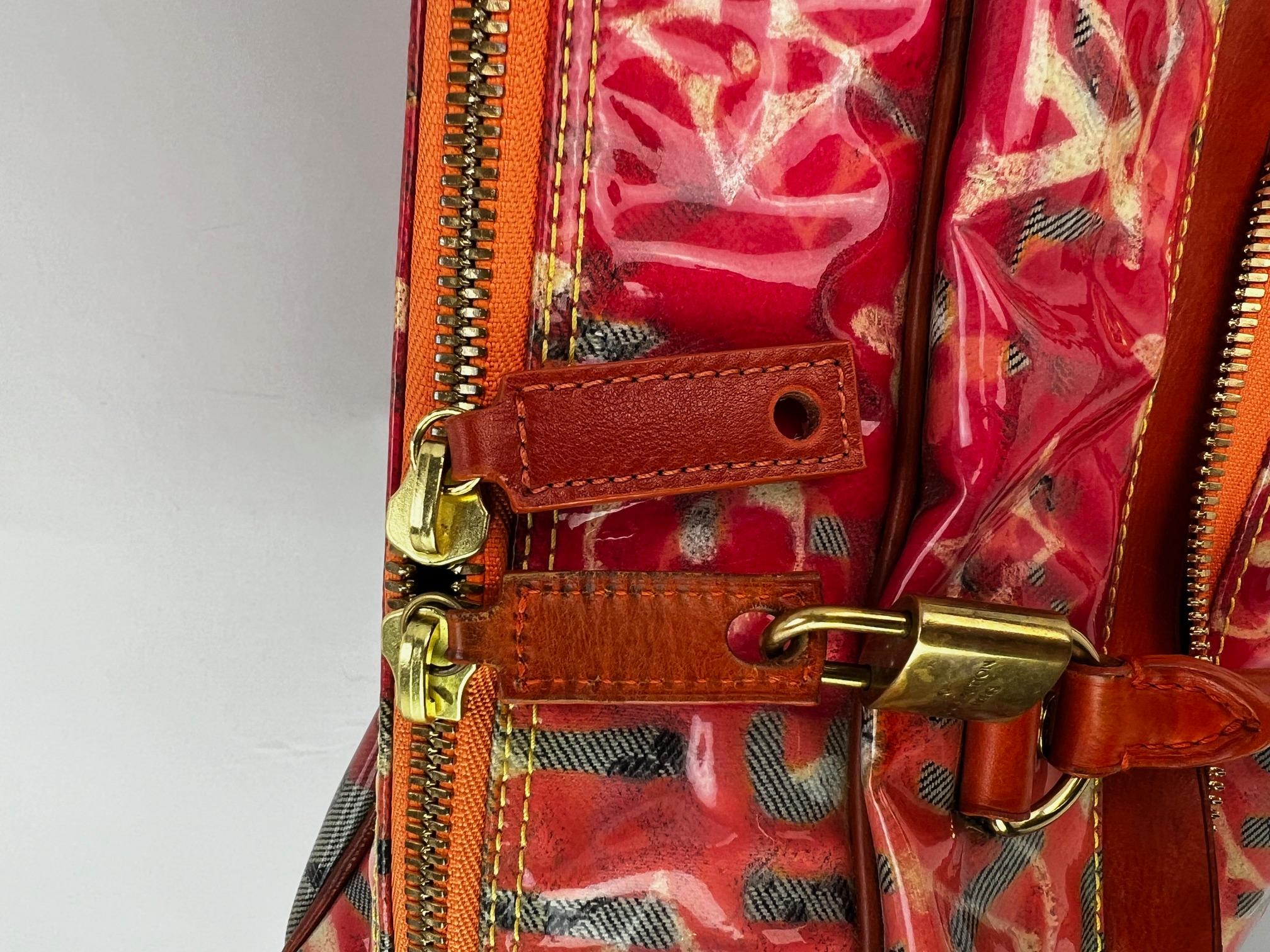 LOUIS VUITTON Limited Edition Richard Prince Pink Denim Weekender PM Travel Bag For Sale 9