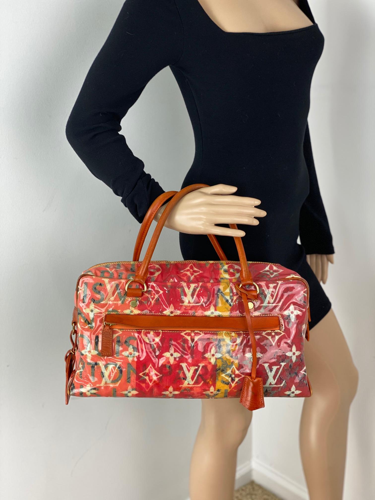 LOUIS VUITTON Limited Edition Richard Prince Pink Denim Weekender PM Travel Bag For Sale 5