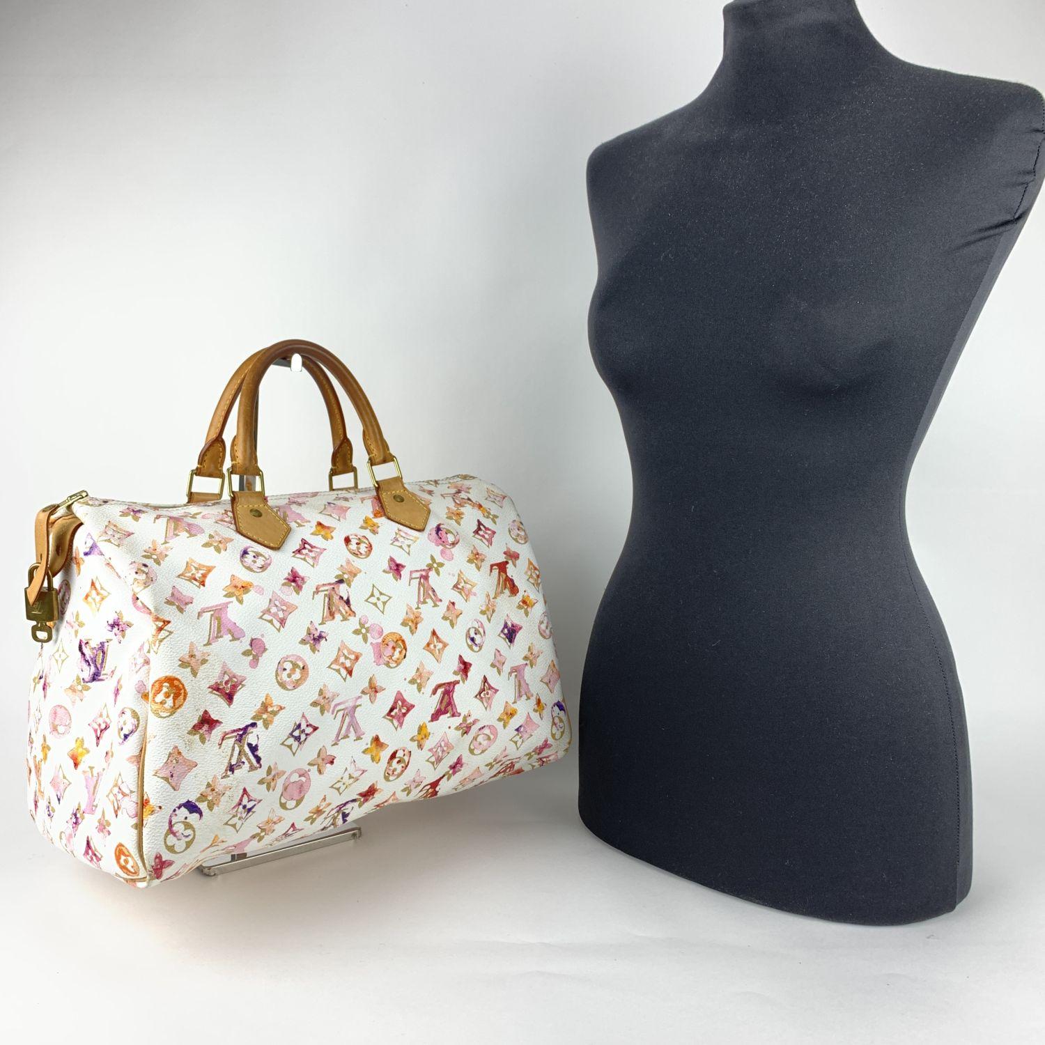 We offer Certificate of Authenticity provided by Entrupy for this item at no further cost.

Gorgeous limited edition Louis Vuitton 'Watercolor Aquarelle Speedy 35' from the Spring/Summer 2008 runway collection. Crafted from Louis Vuitton's white