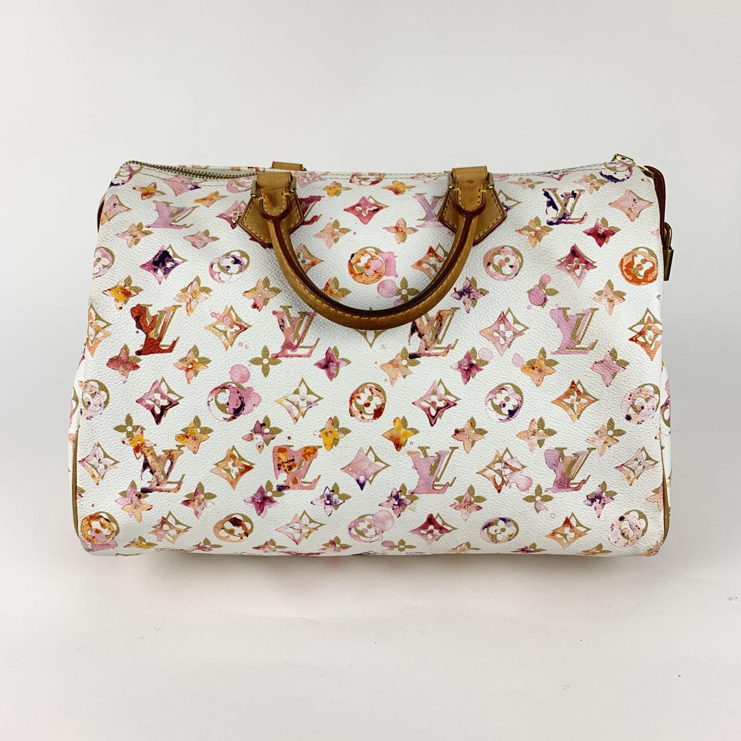 Beige Louis Vuitton Limited Edition Richard Prince Watercolor Speedy 35 Bag