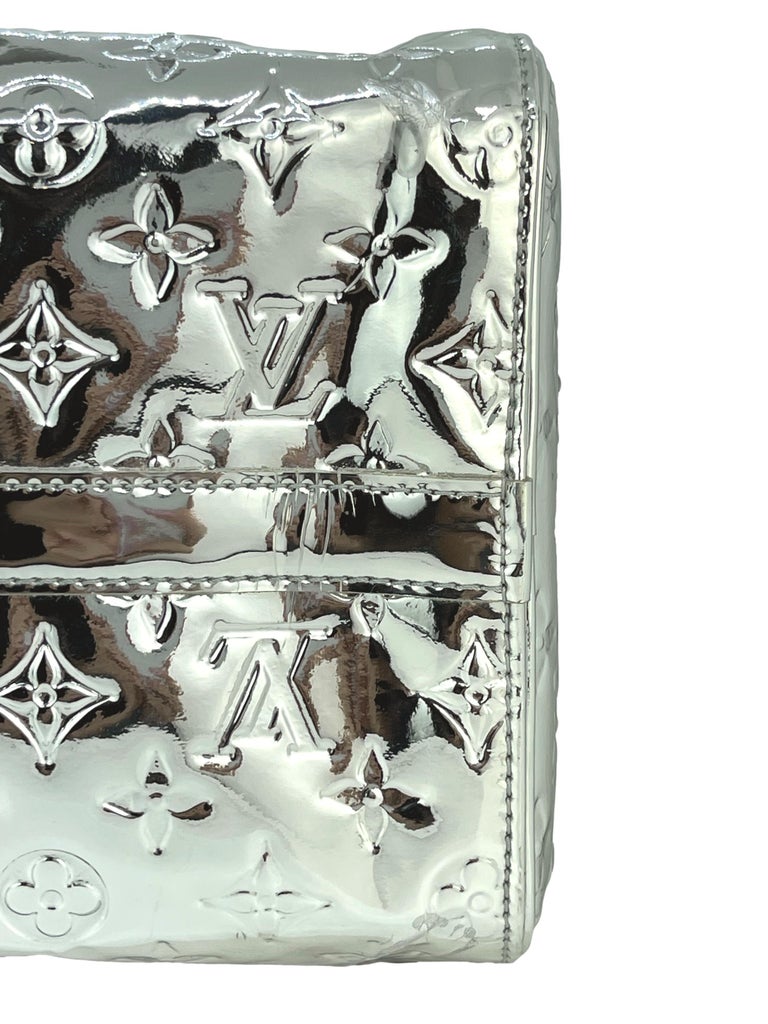 Louis Vuitton Silver Monogram Miroir Speedy 30 Top Handle Bag at 1stDibs