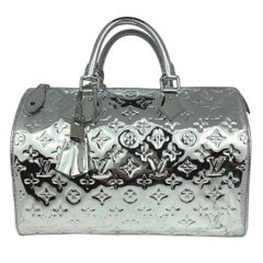 Used Louis Vuitton Limited Edition Silver Monogram Miroir Top Handle Speedy 30, 2006.