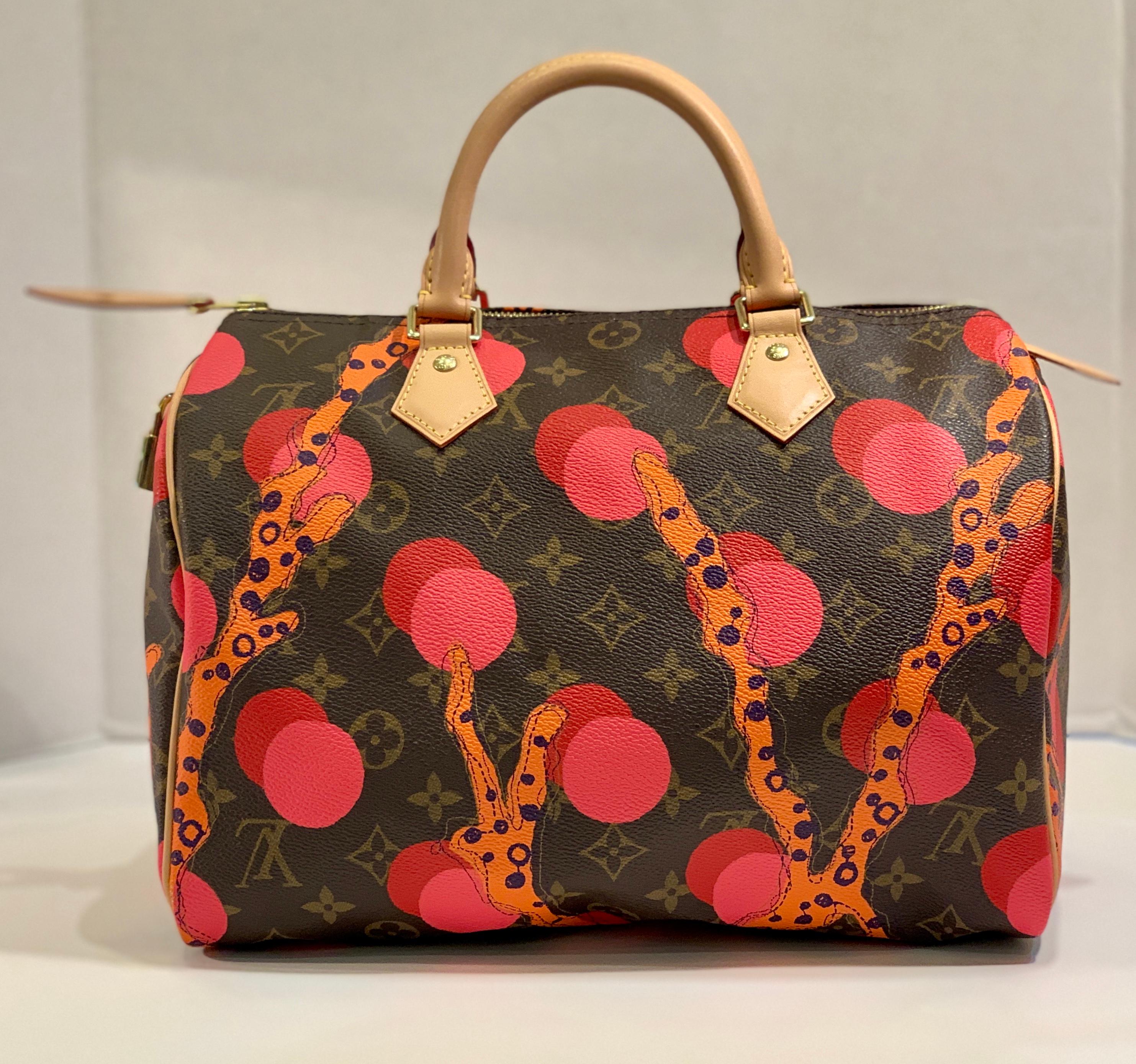 Coveted, limited edition Louis Vuitton Speedy 30 handbag in Grenade Ramages Monogram canvas with beautiful, coral reef inspired colors and a playful pattern from the LV Summer 2015 collection.  Bag features gold tone metal hardware with a zipper