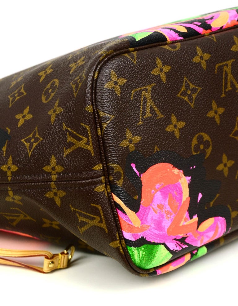Pre-owned Louis Vuitton 2009 Monogram Roses Neverfull Mm In Brown