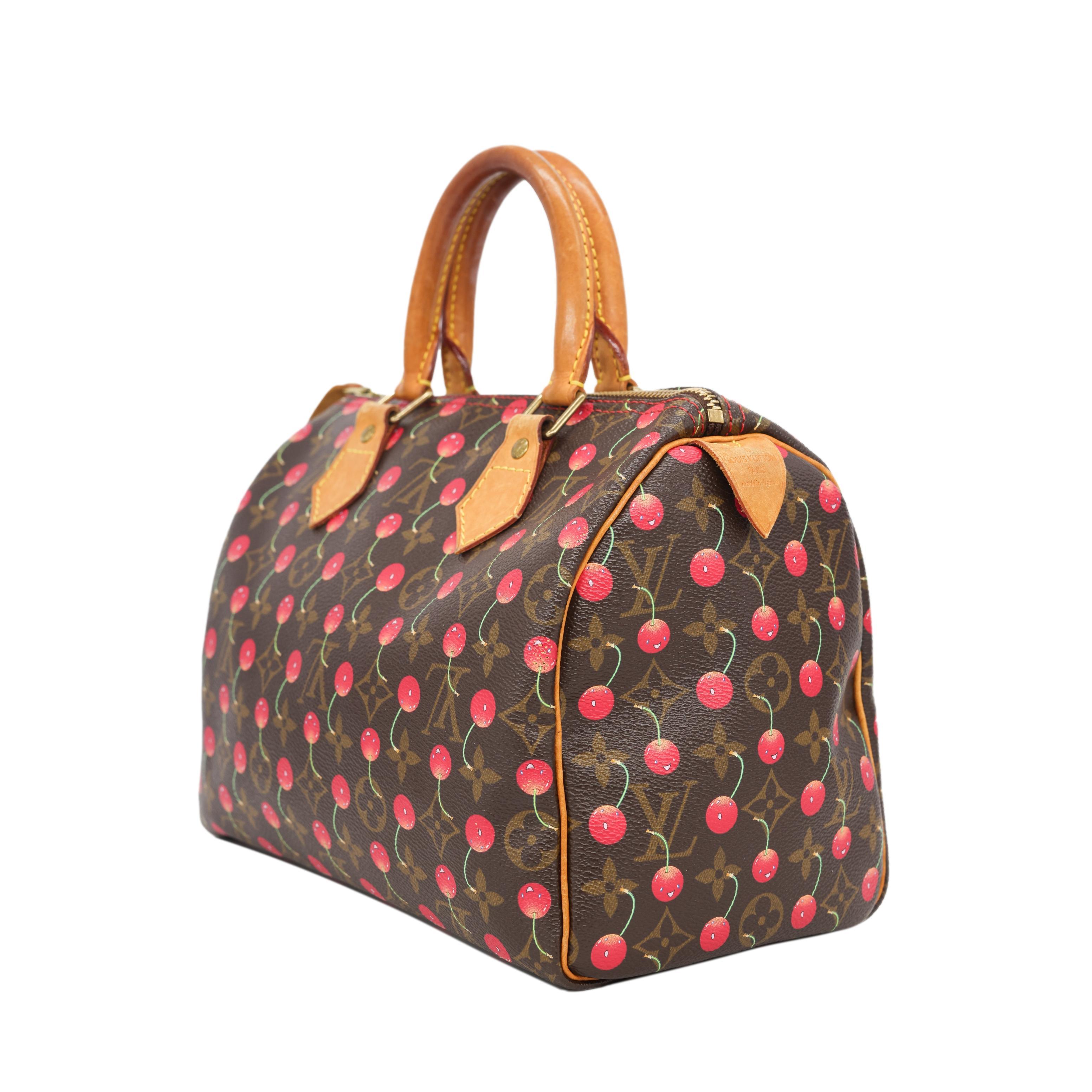 Brown Louis Vuitton Limited Edition Takashi Murakami Cerises Speedy 25 Handbag, 2005. For Sale