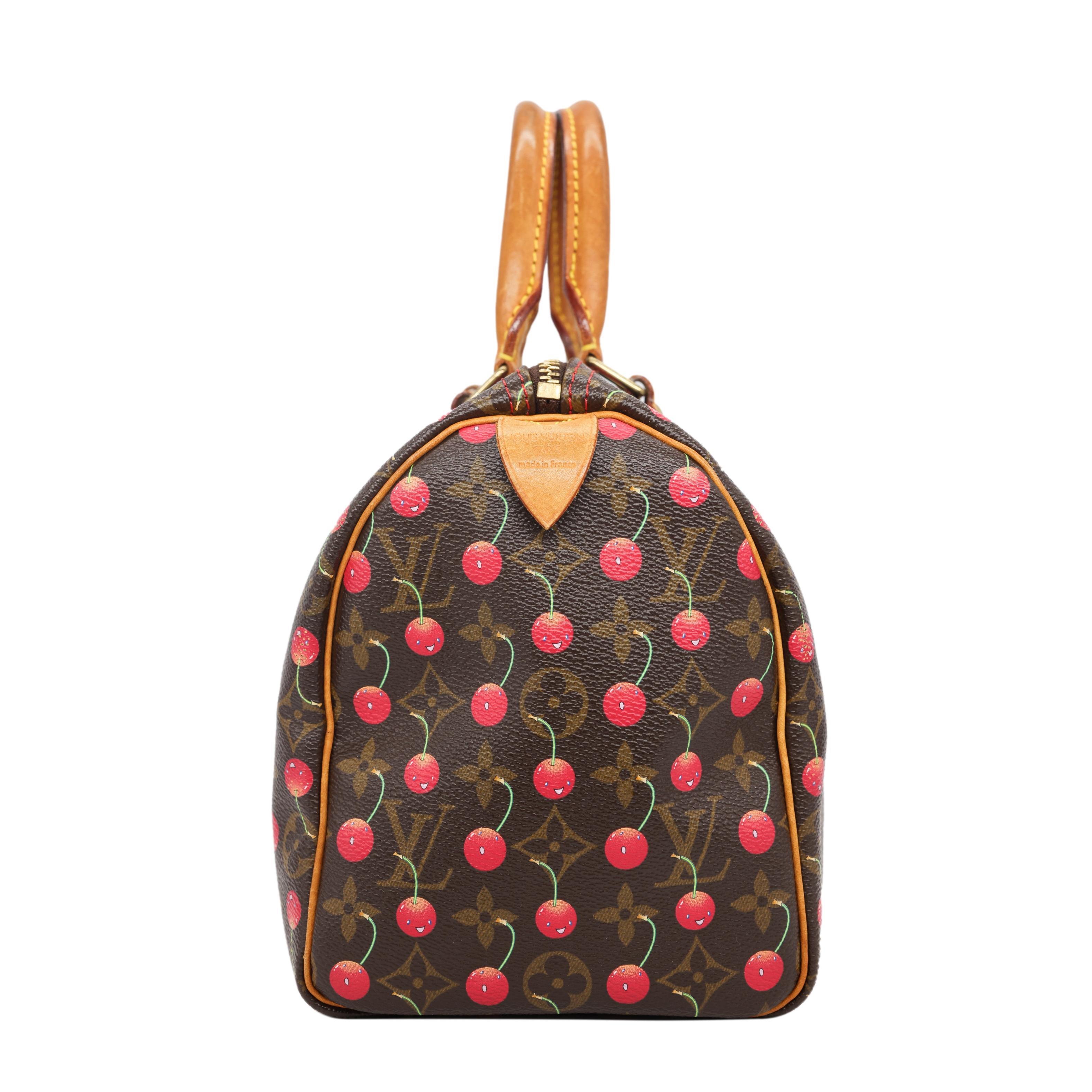 Louis Vuitton Limited Edition Takashi Murakami Cerises Speedy 25 Handbag, 2005. In Good Condition In Banner Elk, NC
