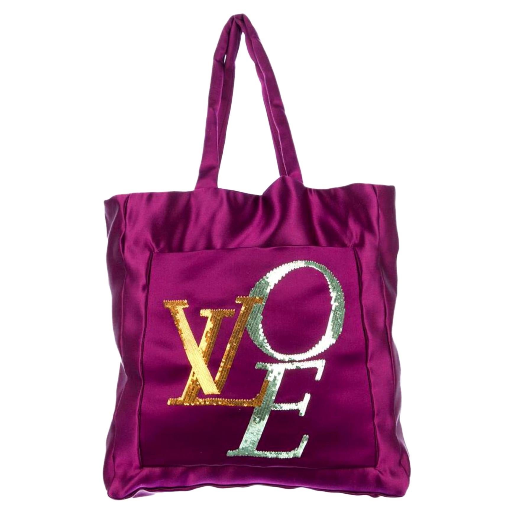 Louis Vuitton Limited Edition That's Love Large Tote 225138 Satin Shoulder Bag For Sale