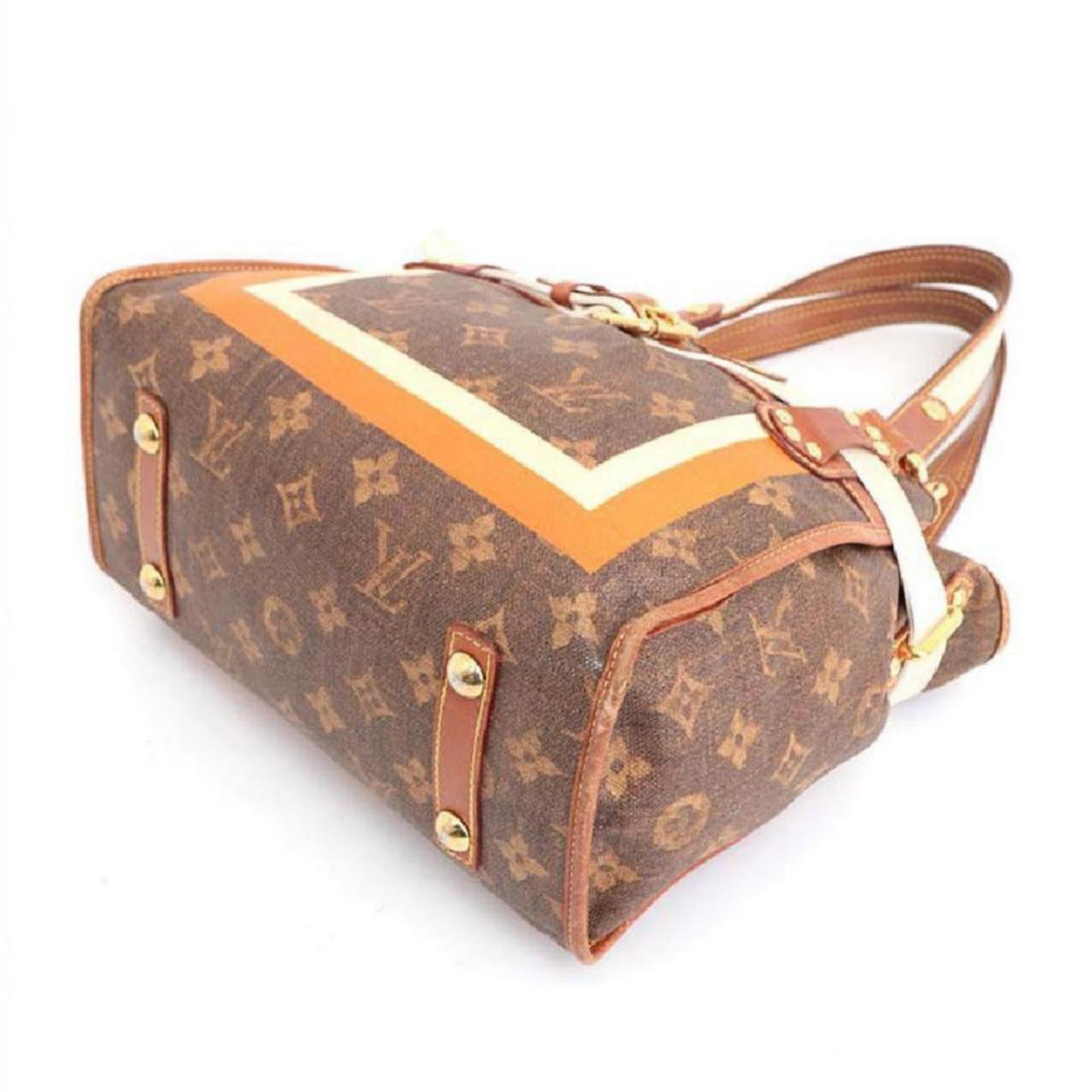 Louis Vuitton Limited Edition Tisse Sac Rayures Pm Tote 230668 Brown Shoulder Ba For Sale 5
