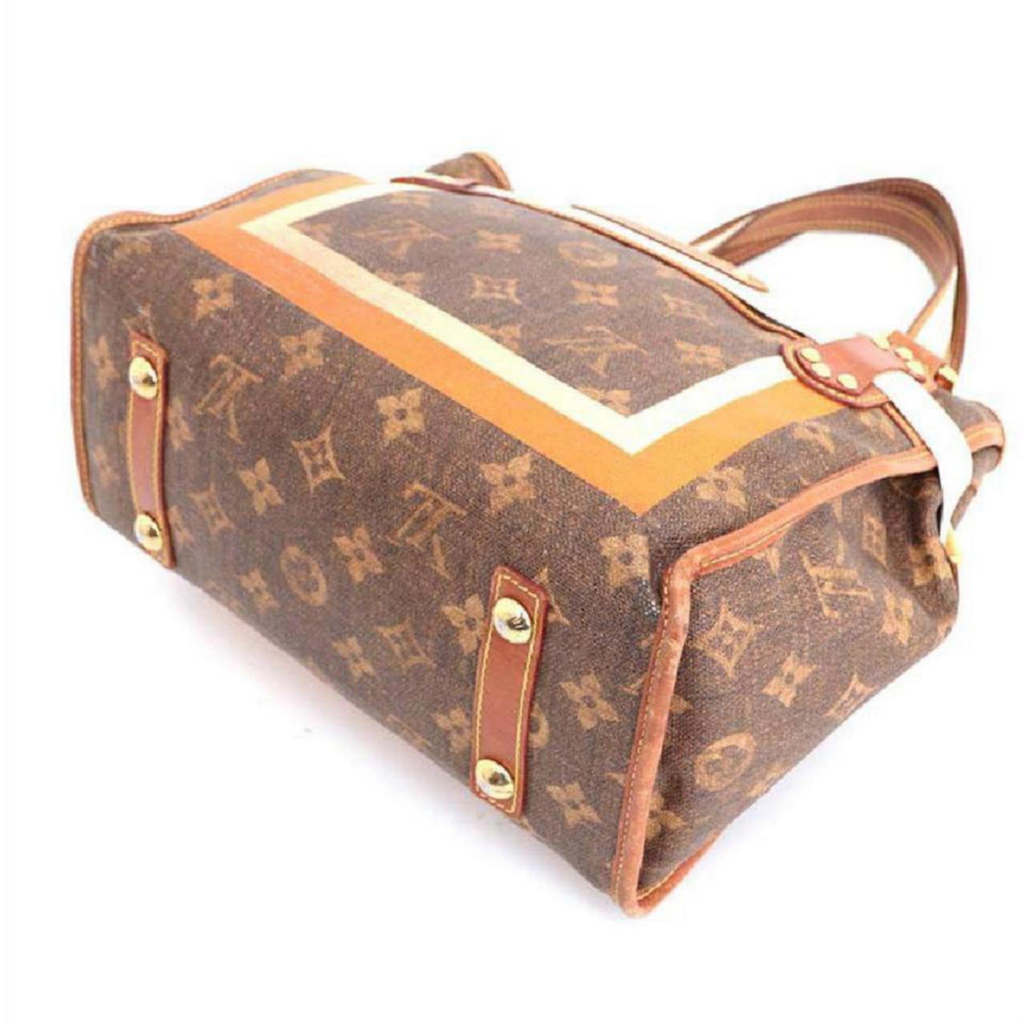 Louis Vuitton Limited Edition Tisse Sac Rayures Pm Tote 230668 Brown Shoulder Ba For Sale 7