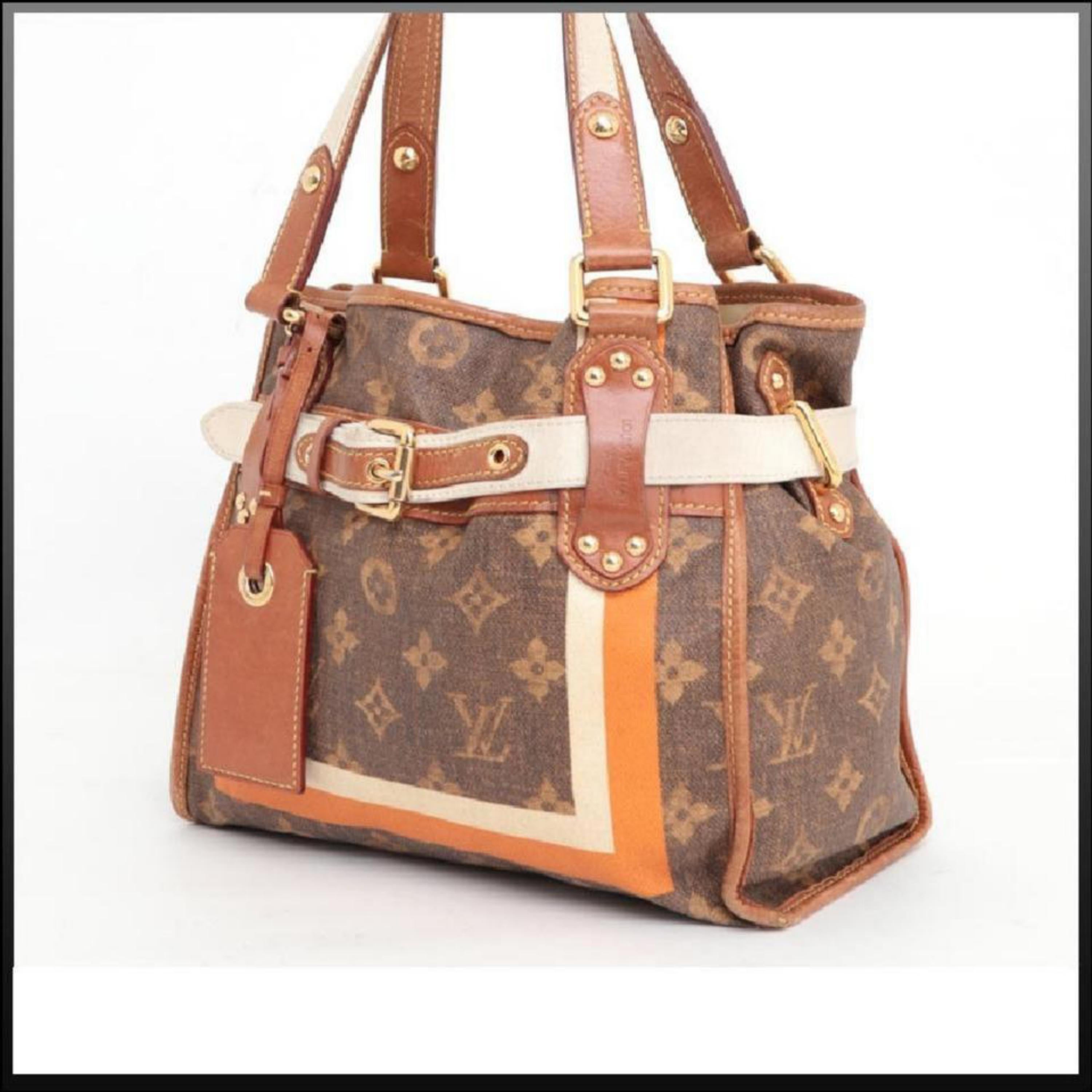 Louis Vuitton Limited Edition Monogram Canvas Tisse Sac Rayures Gm in Brown