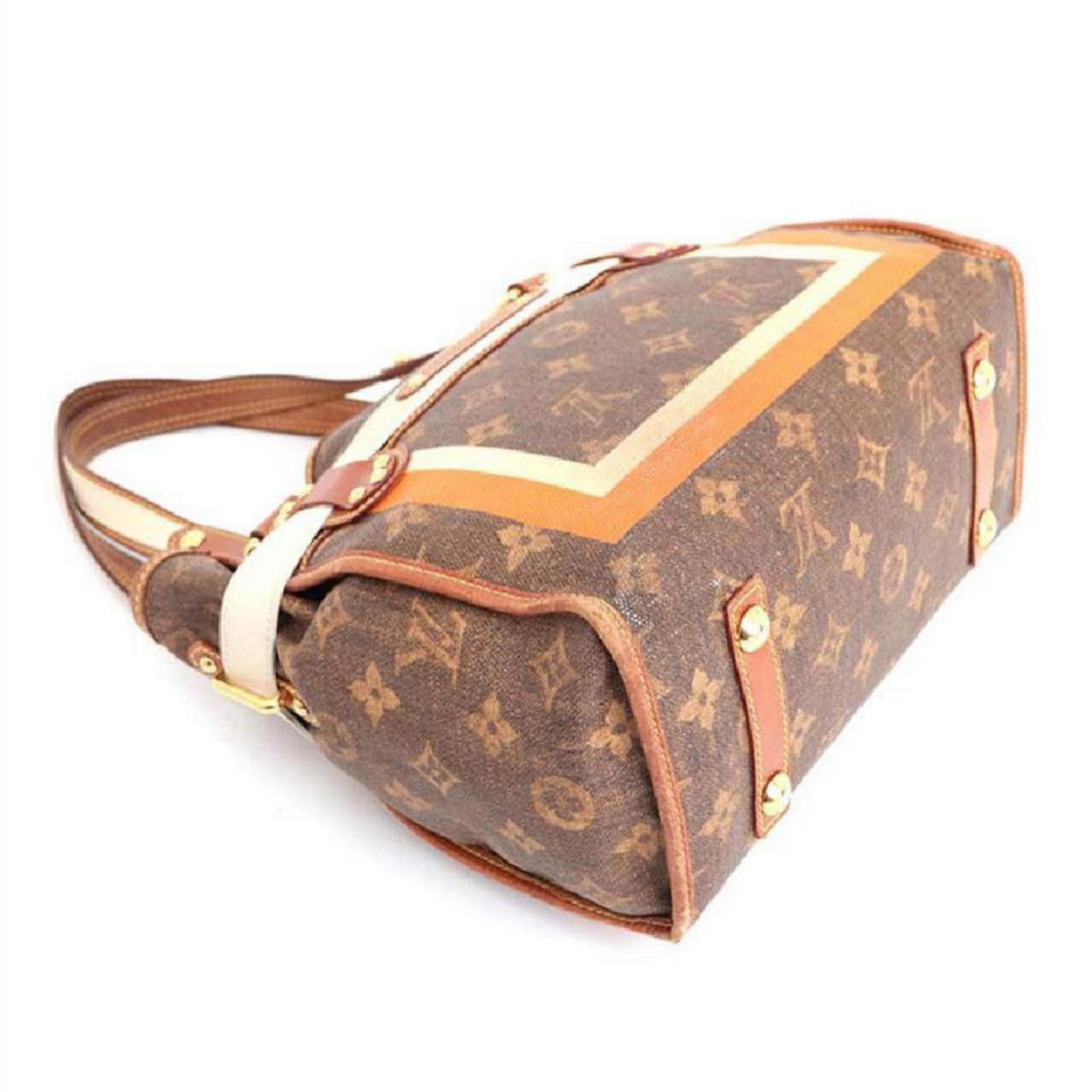 Louis Vuitton Limited Edition Tisse Sac Rayures Pm Tote 230668 Brown Shoulder Ba For Sale 6