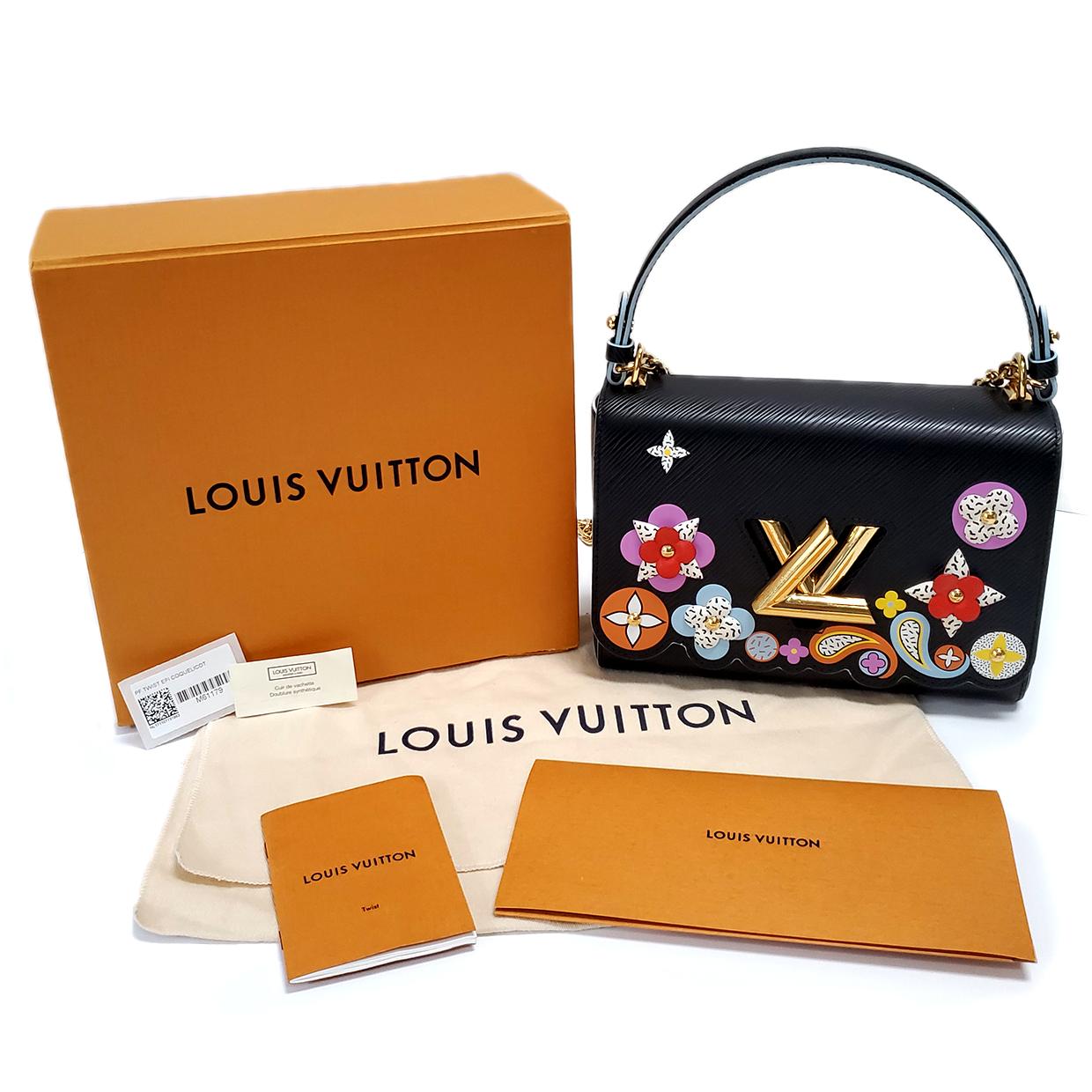 Louis Vuitton Limited Edition Twist Bloom Flower Black Epi Leather Handbag 1