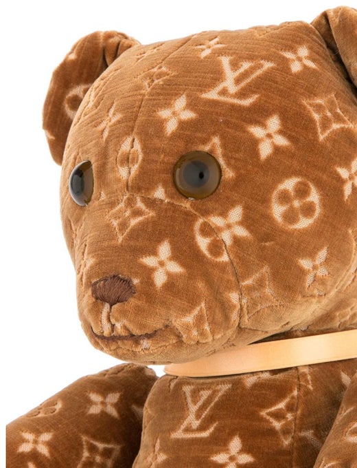 Louis Vuitton Ivory Brown Monogram Canvas Leather Toy Novelty Teddy Bear at  1stDibs