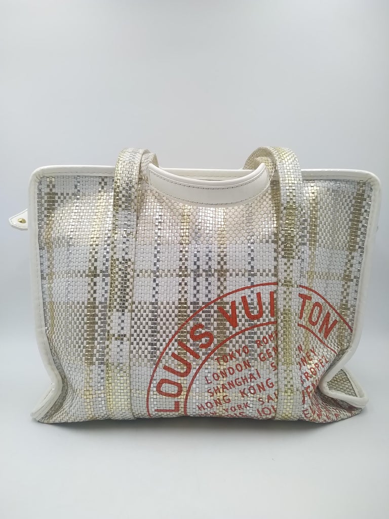 Louis Vuitton Limited Edition White/Gold Braided Street Shopper set Barbes Bags For Sale 7