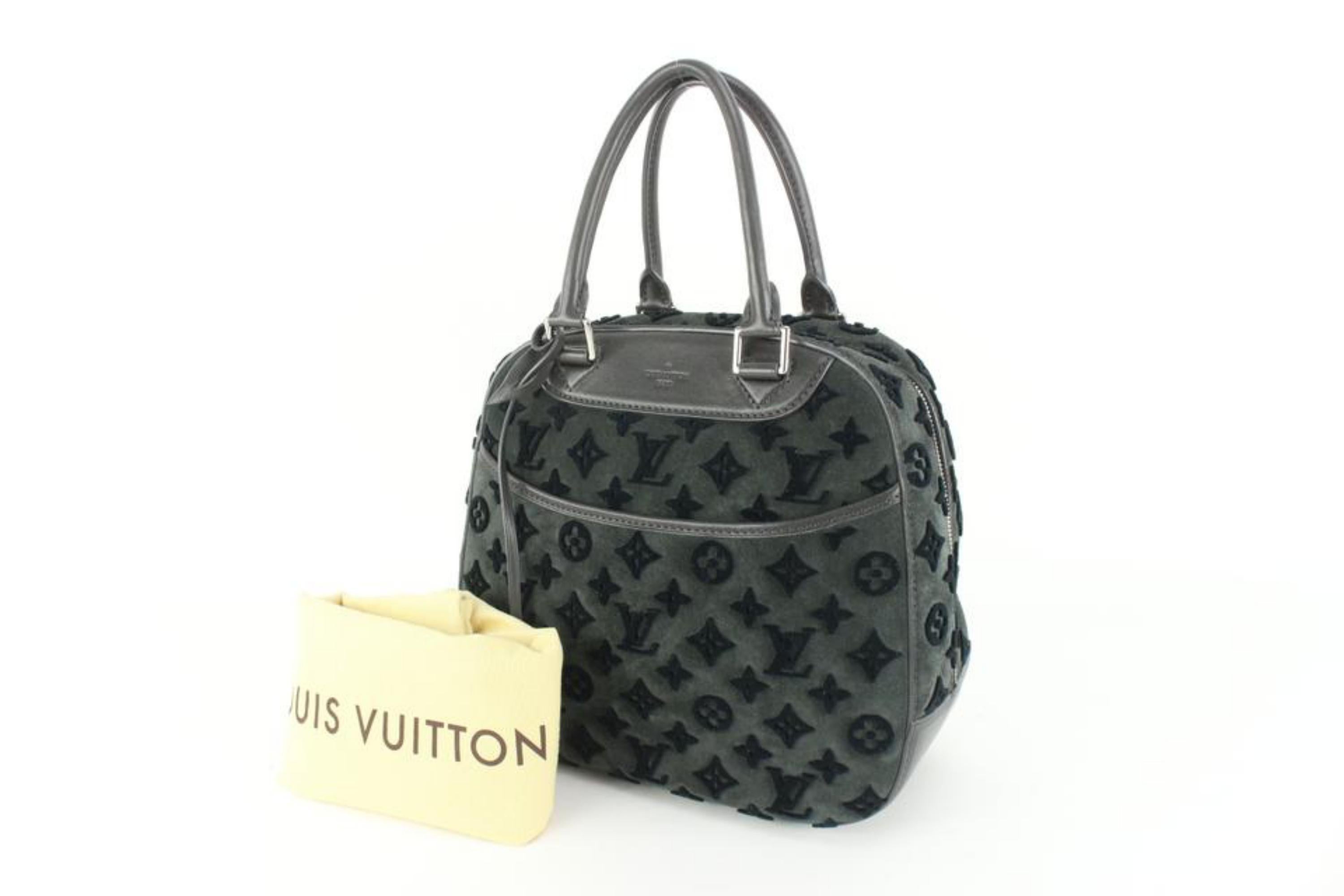 Louis Vuitton Limited Grey Suede Monogram Tuffetage Deauville Bag 64lz512s 7