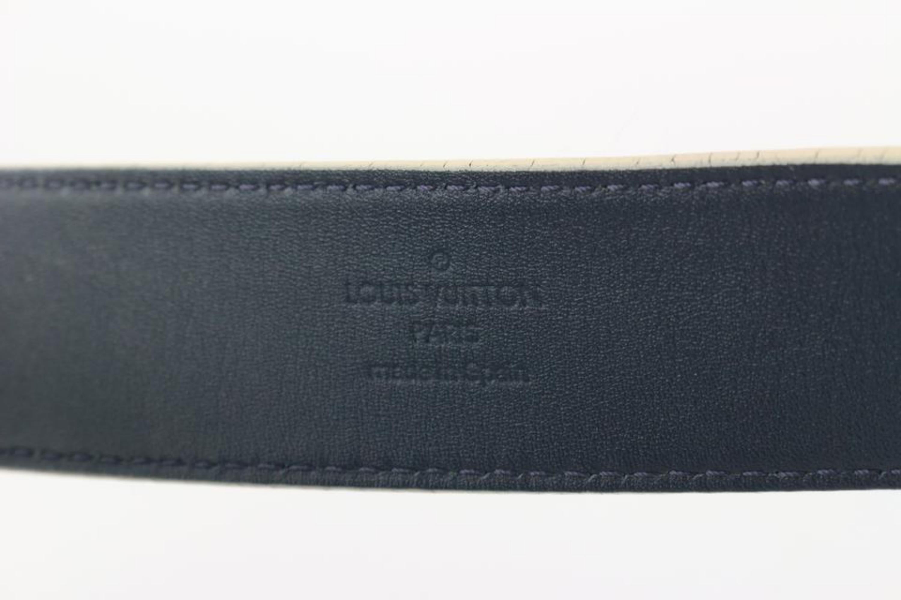 Louis Vuitton - Ceinture Gaston V bleu marine 100/40 avec coupe LV, pour homme 1126lv4, édition limitée en vente 3