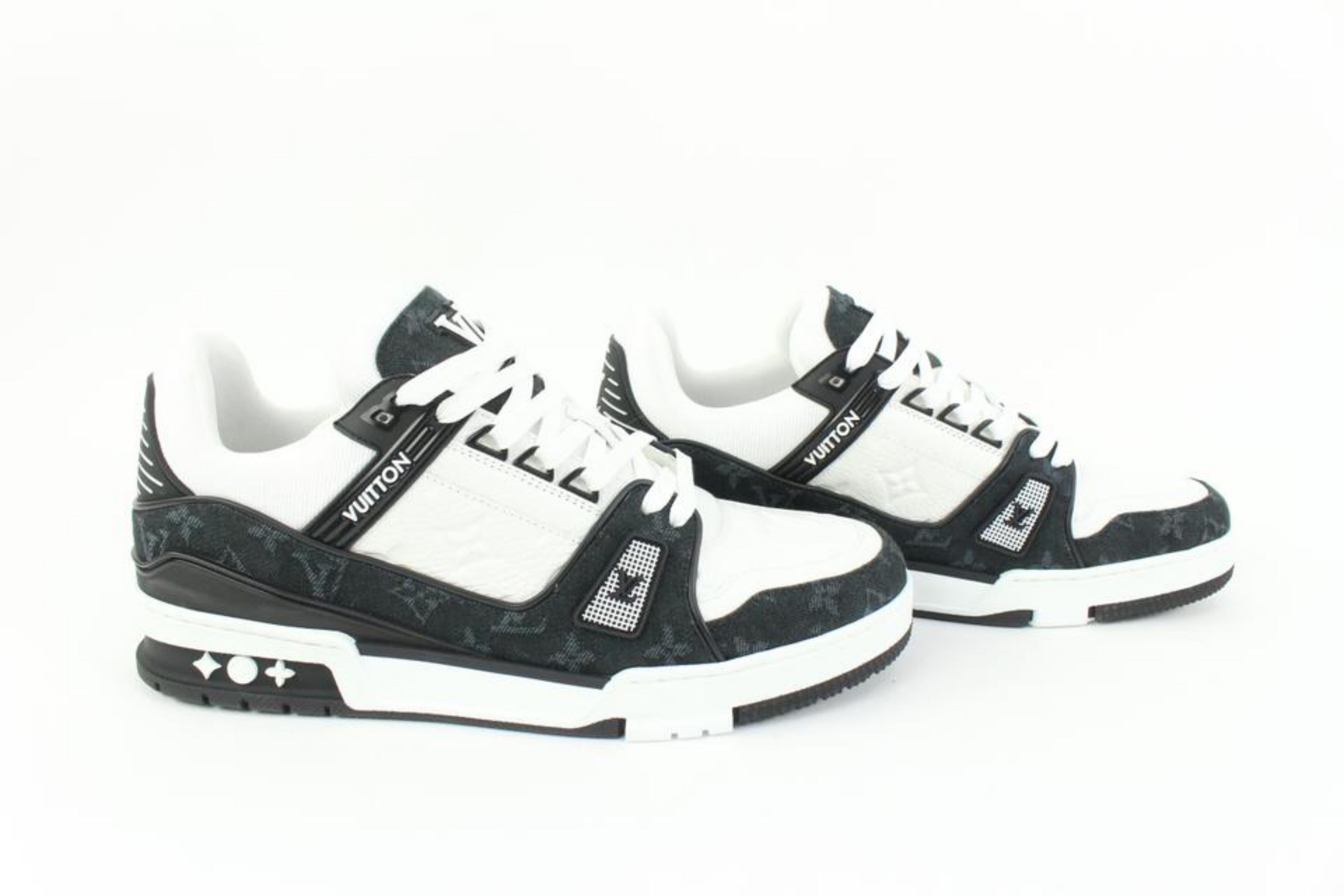Gray Louis Vuitton Limited Men's US 9 Virgil Abloh Black x White Trainer Sneaker 