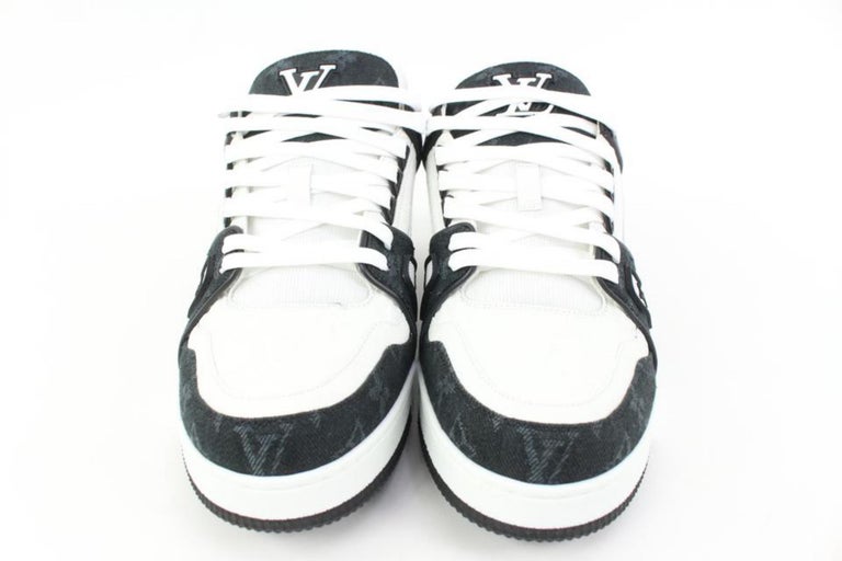 NWT Louis Vuitton Men's Black White Leather 2021 Trainer Sneakers 8 9  AUTHENTIC