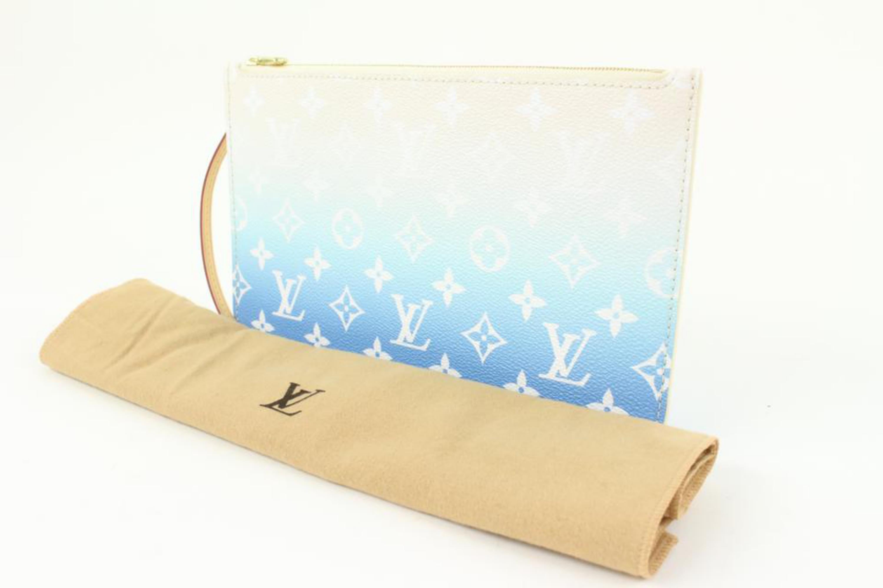 Louis Vuitton Limited Monogram Blue By the Pool Neverfull Pochette Wristlet 21lk For Sale 4