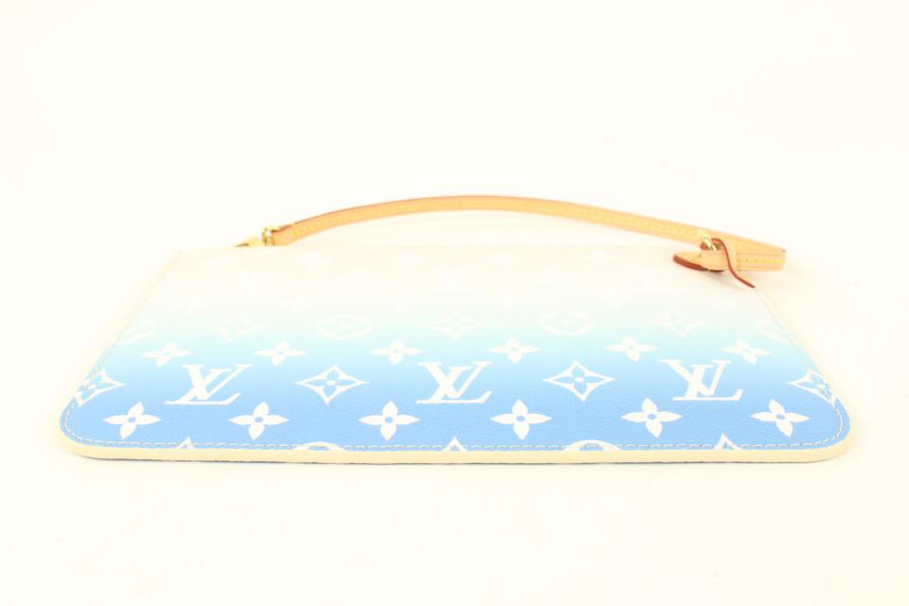 Louis Vuitton Limited Monogram Blue By the Pool Neverfull Pochette Wristlet 21lk In New Condition For Sale In Dix hills, NY