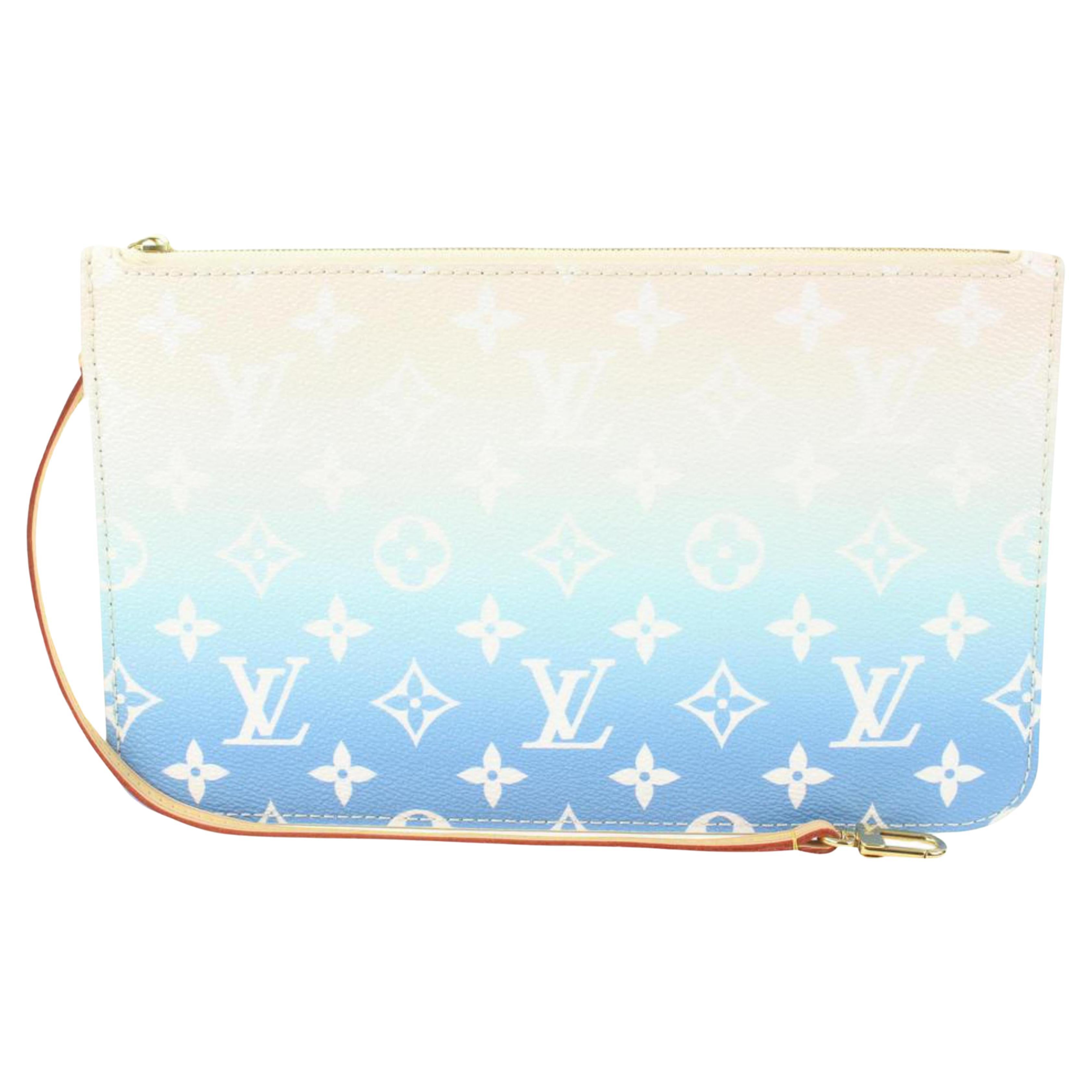 Louis Vuitton Limited Monogram Blue By the Pool Neverfull Pochette Wristlet 21lk For Sale