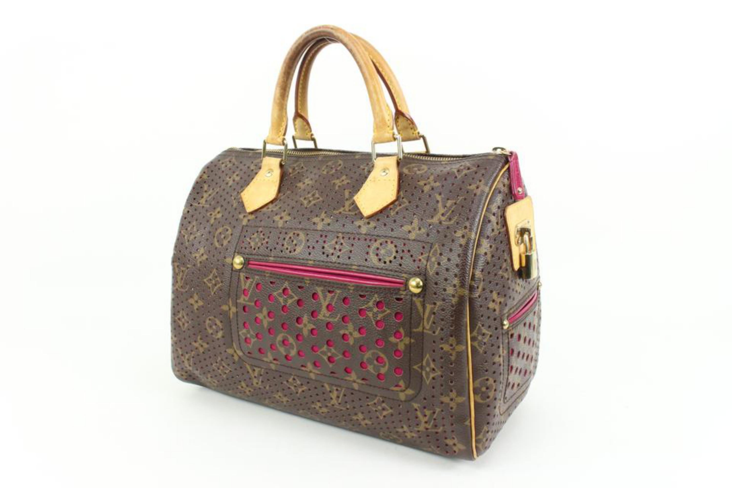 Louis Vuitton Limited Monogram Fuchsia Perforated Speedy 30 s331lk45
Date Code/Serial Number: SP0036
Made In: France
Measurements: Length:  12