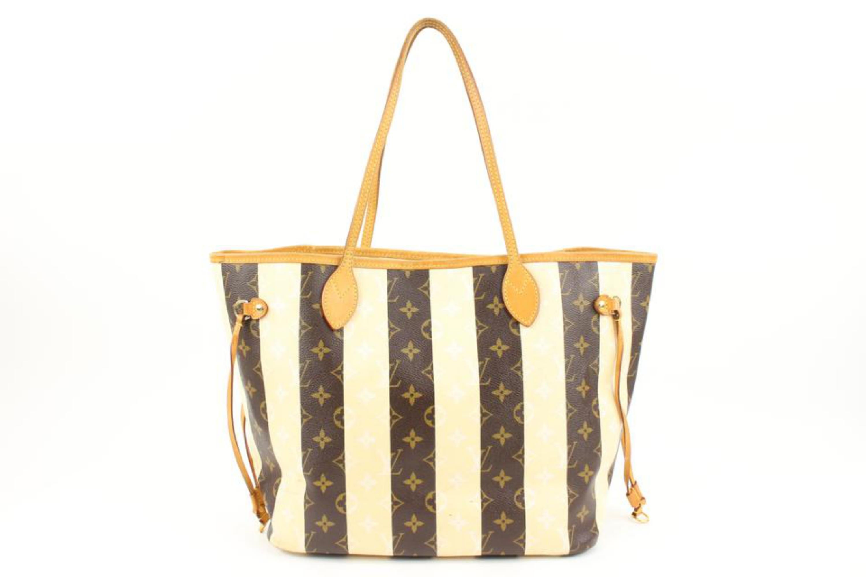 Louis Vuitton - Fourre-tout Neverfull MM à rayures et monogrammes, édition limitée 124lv7 en vente 3