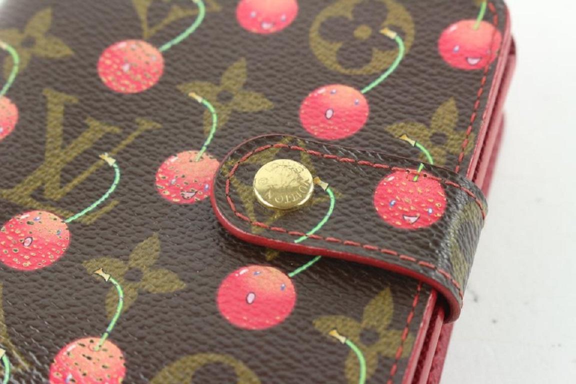 Women's Louis Vuitton Limited Murakami Cherry Monogram Cerise Compact Zip Wallet For Sale