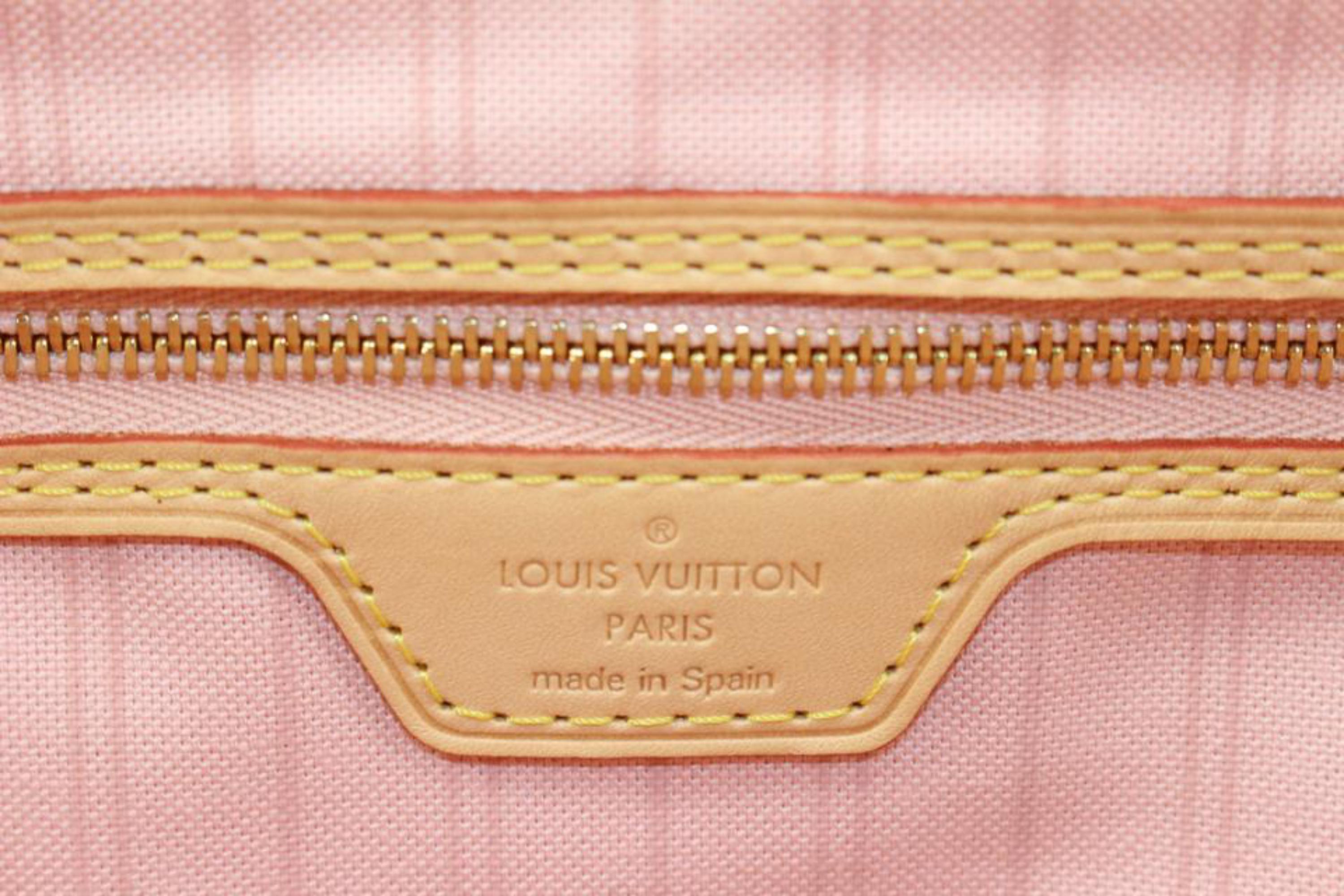 Louis Vuitton Limited Pink Damier Azur Tahitienne Neverfull MM with Pouch 37lk42 4