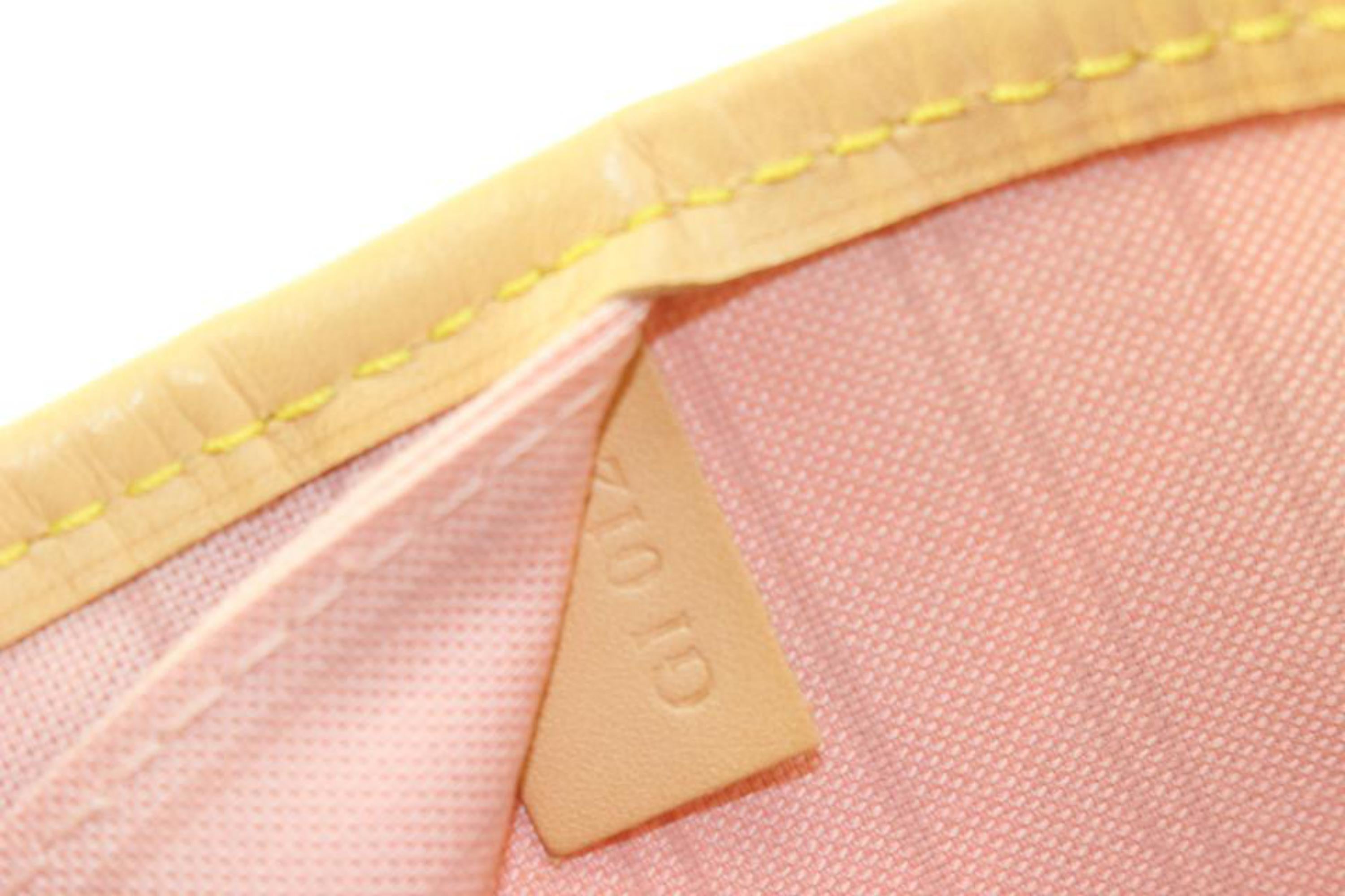 Louis Vuitton Limited Pink Damier Azur Tahitienne Neverfull MM with Pouch 37lk42 2