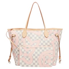 Louis Vuitton Louis Vuitton Limited Rosa Damier Azur Tahitienne Neverfull MM mit Beutel 37lk42