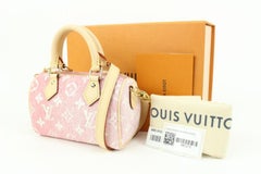 Louis Vuitton Limited Pink Rose Monogram Denim Mini Speedy Nano Bandouliere
