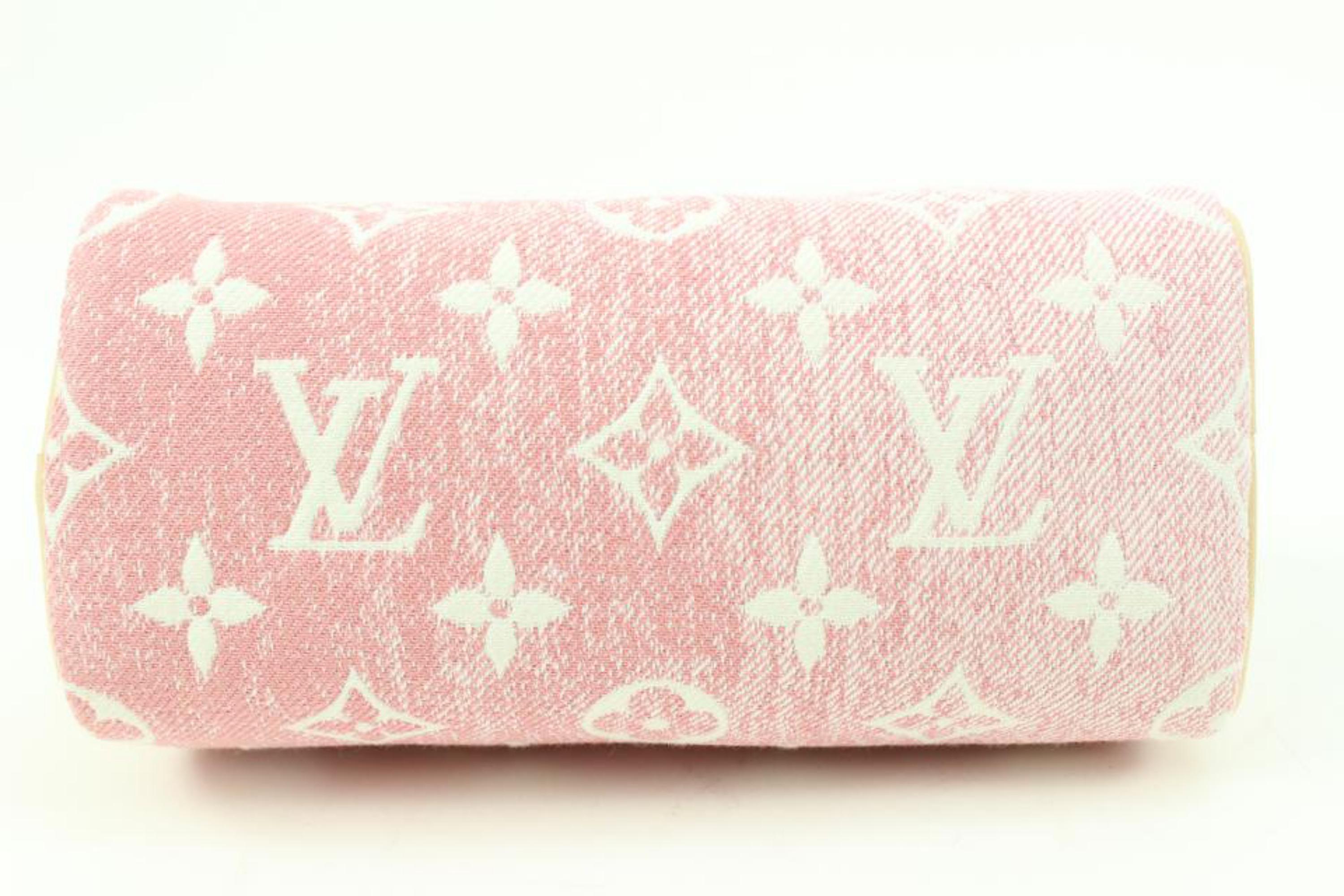 Louis Vuitton Limited Pink Rose Monogram Denim Mini Speedy Nano Bandouliere  1