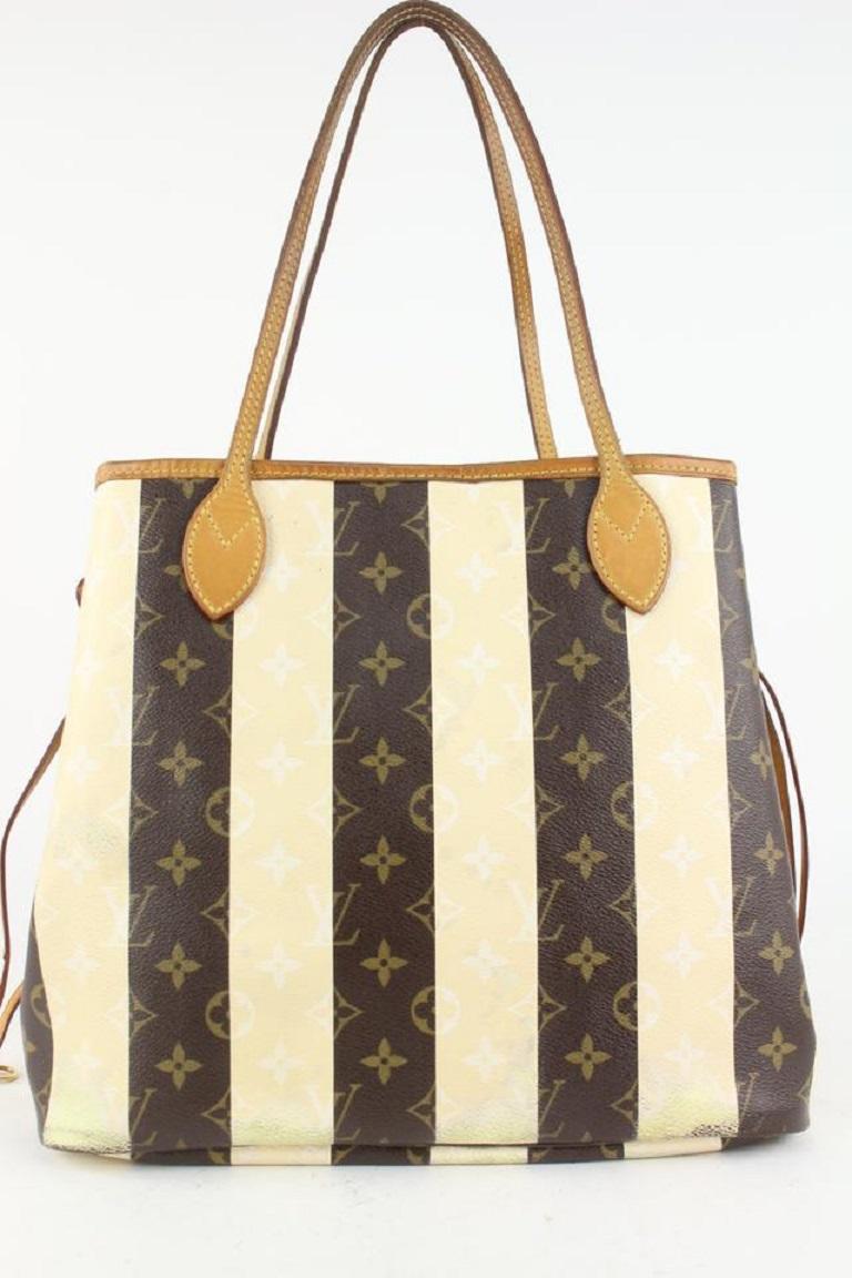 Louis Vuitton Limited Rare Stripe Monogram Rayures Neverfull MM Tote 4LV1019 In Good Condition For Sale In Dix hills, NY