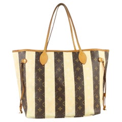 Used Louis Vuitton Limited Rare Stripe Monogram Rayures Neverfull MM Tote 4LV1019