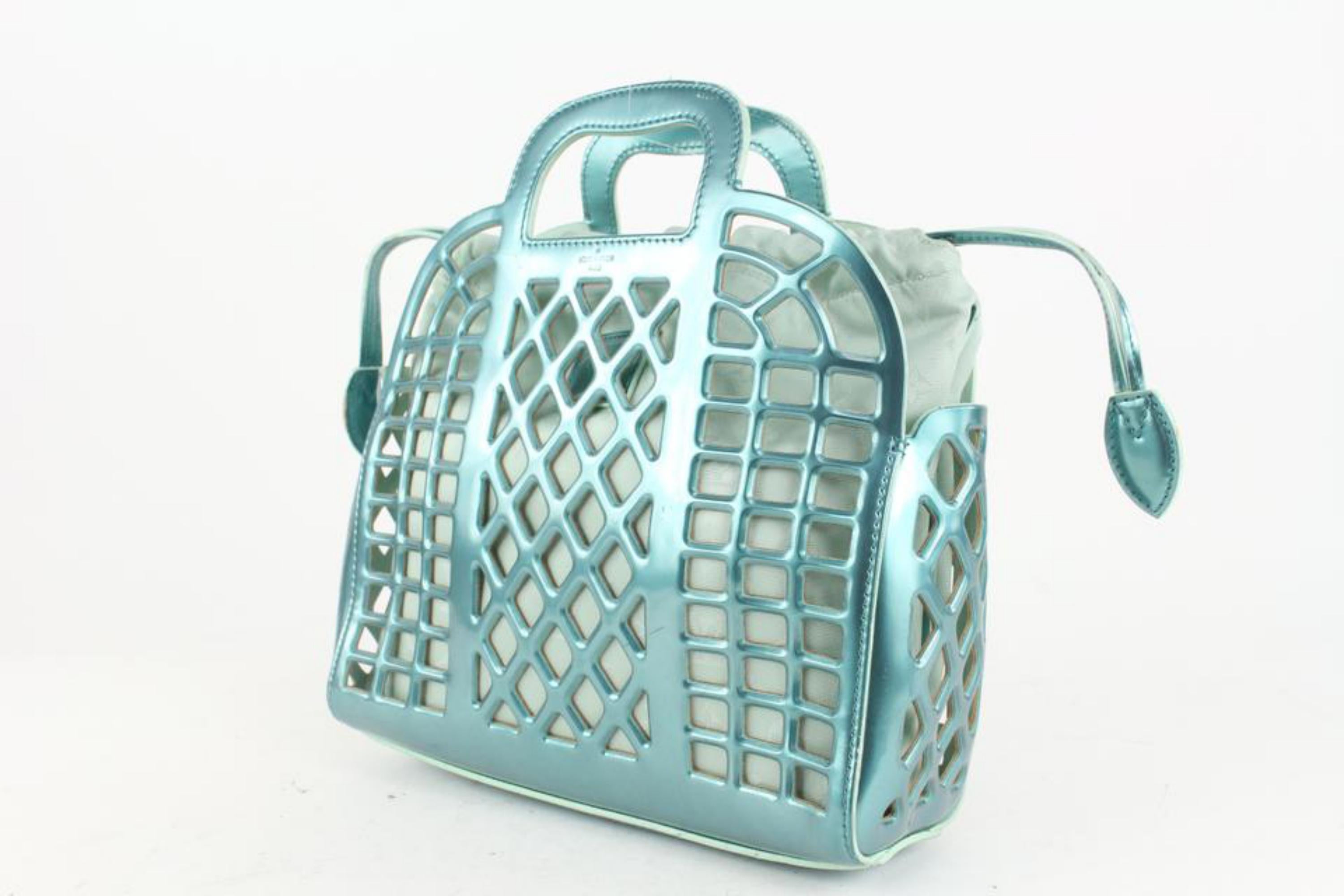 Louis Vuitton Limited Rare Turquoise Metallic Reef Patent Jelly Basket 1111lv32 3