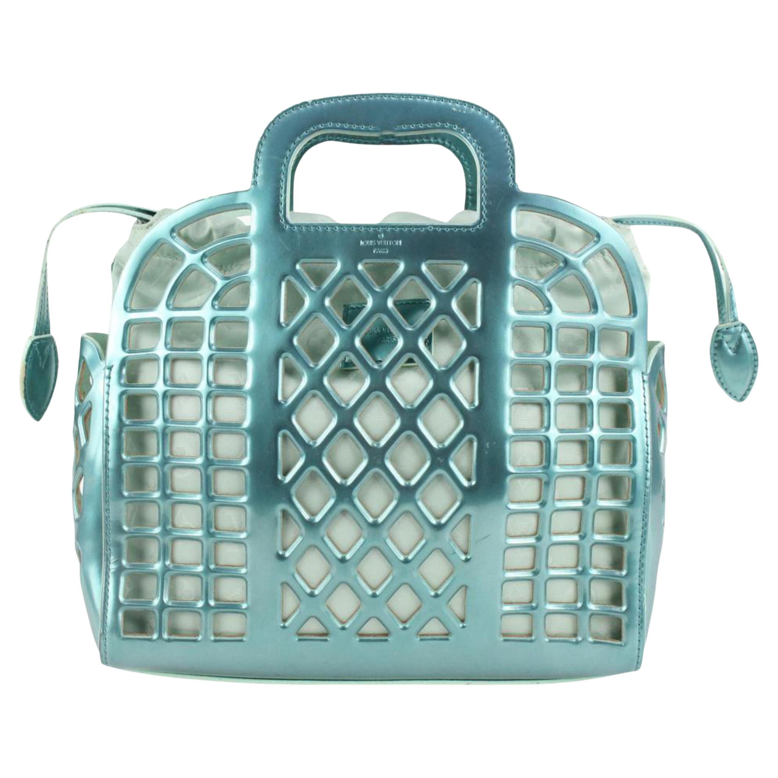 Louis Vuitton Limited Rare Turquoise Metallic Reef Patent Jelly Basket 1111lv32