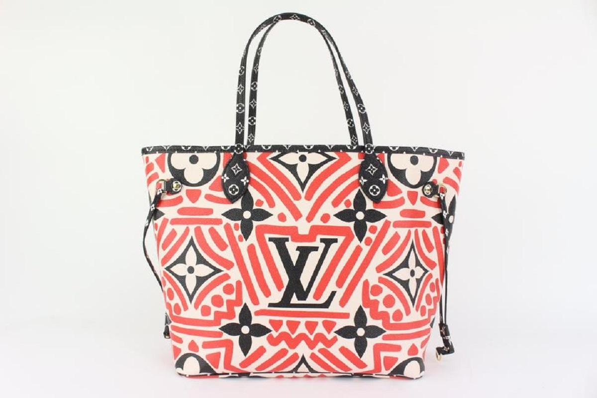 Women's Louis Vuitton Limited Red Monogram Crafty Neverfull MM Tote bag 827lv8 For Sale