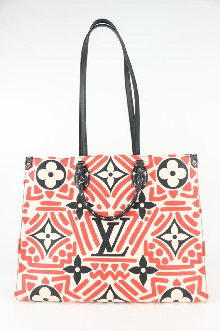 Louis Vuitton Limited Red Monogram Crafty Onthego GM 2way Tote 910lv97 1