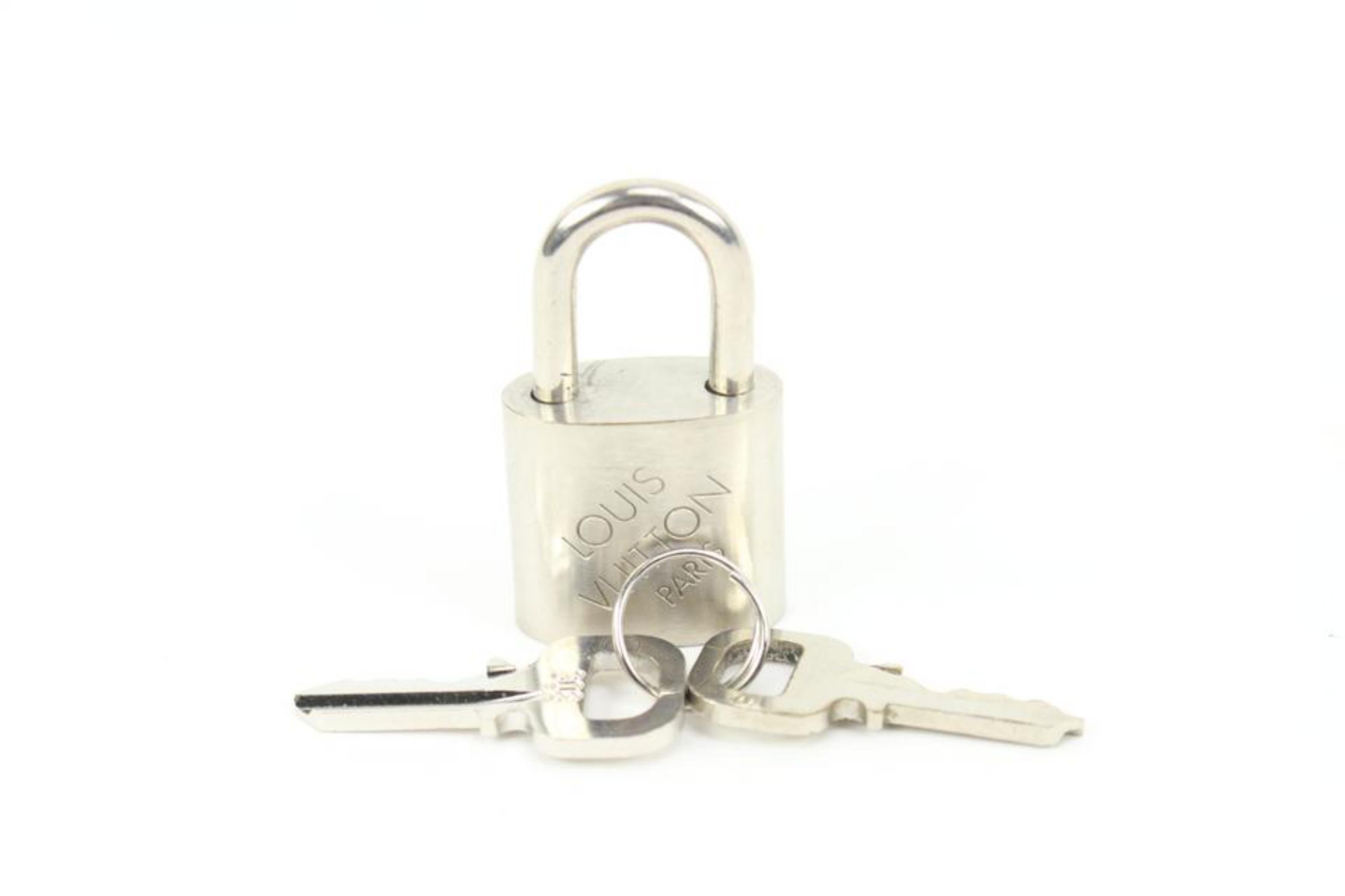 Beige Louis Vuitton Limited Silver Padlock and Keys Set Lock Bag Charm Cadena 2LV34S