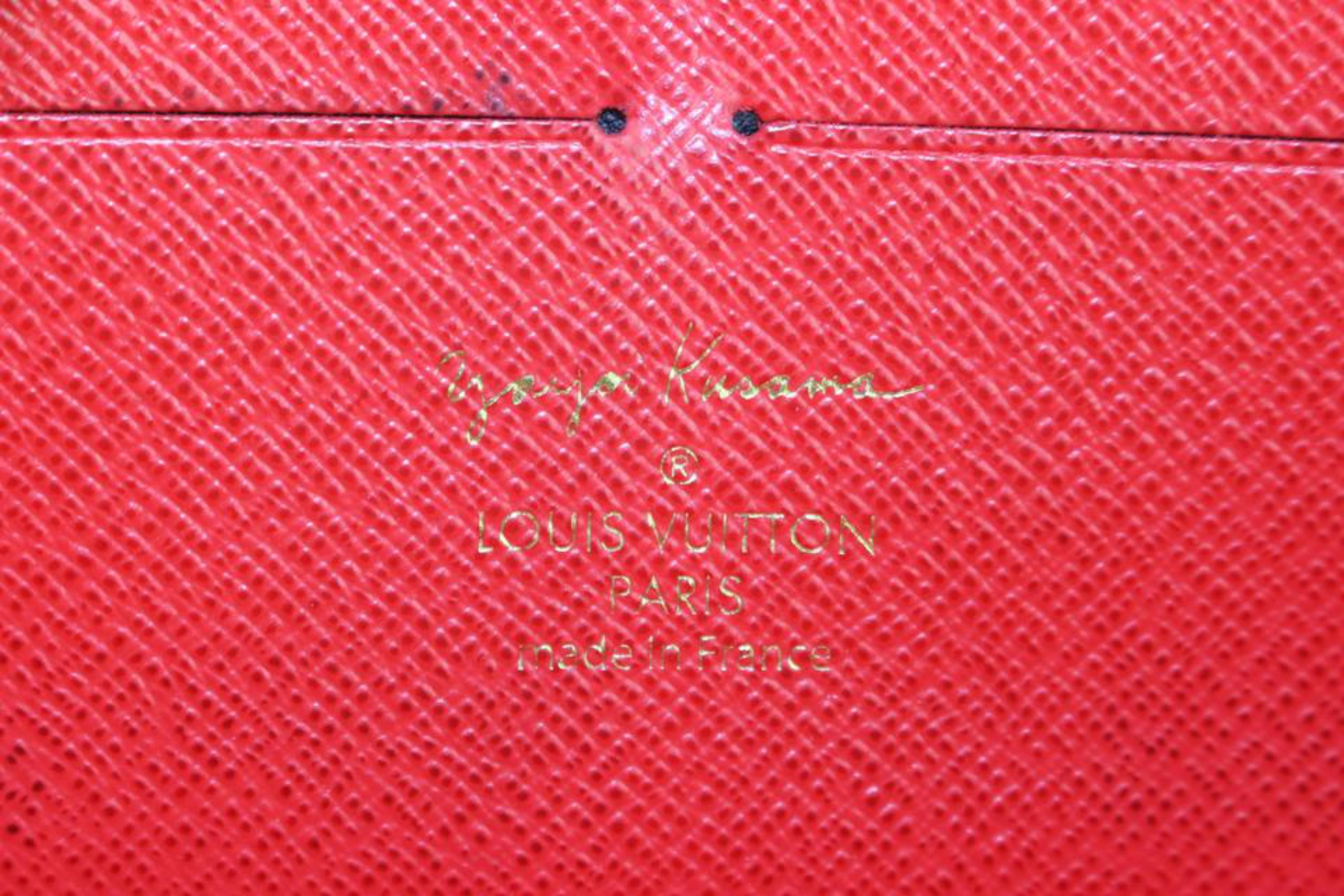 Brown Louis Vuitton Limited Yayoi Kusama Pumpkin Dots Zippy 24lz1129 Red For Sale