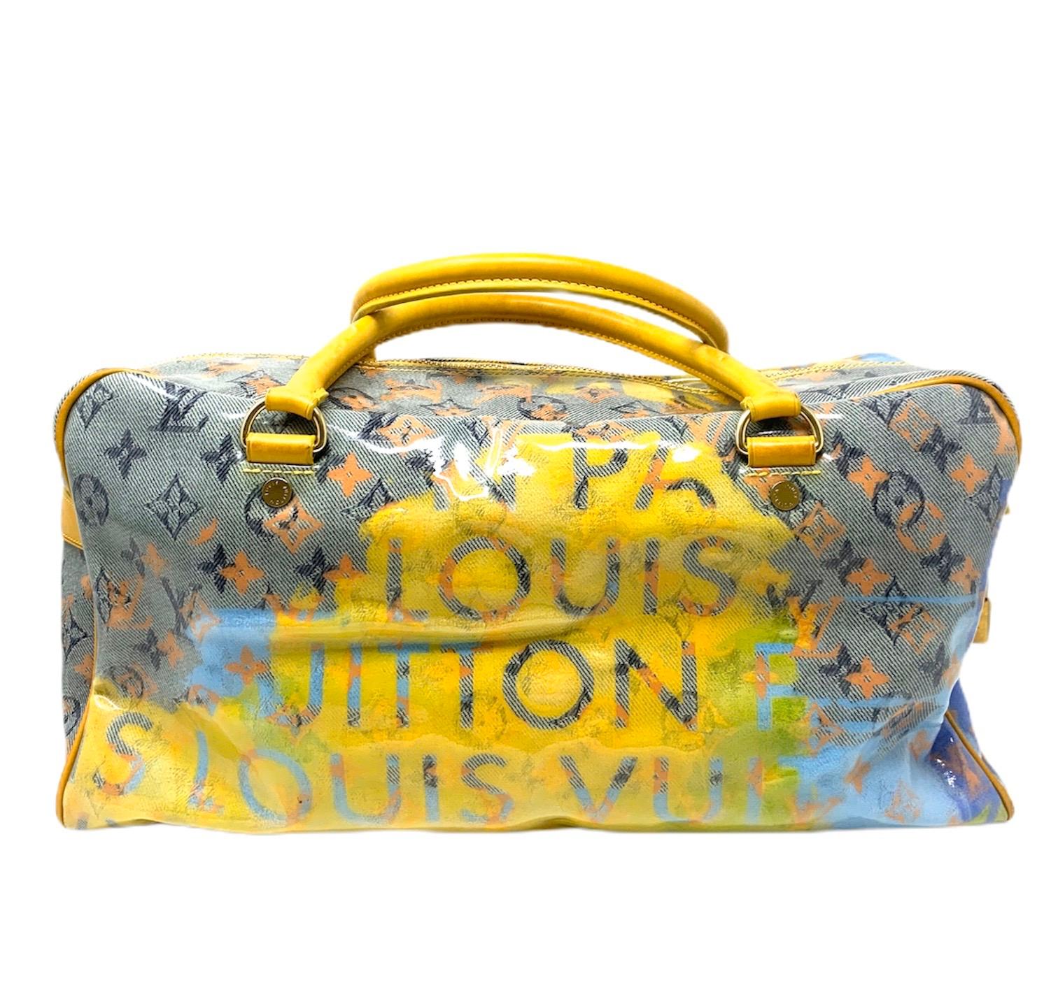 Louis Vuitton by Marc Jacobs and Richard Prince.
Louis Vuitton limited edition Limitées handbag in yellow, blue multicolor monogram canvas and yellow leather.
Limited edition year 2008, good condition complete with internal dust-bag in logoed