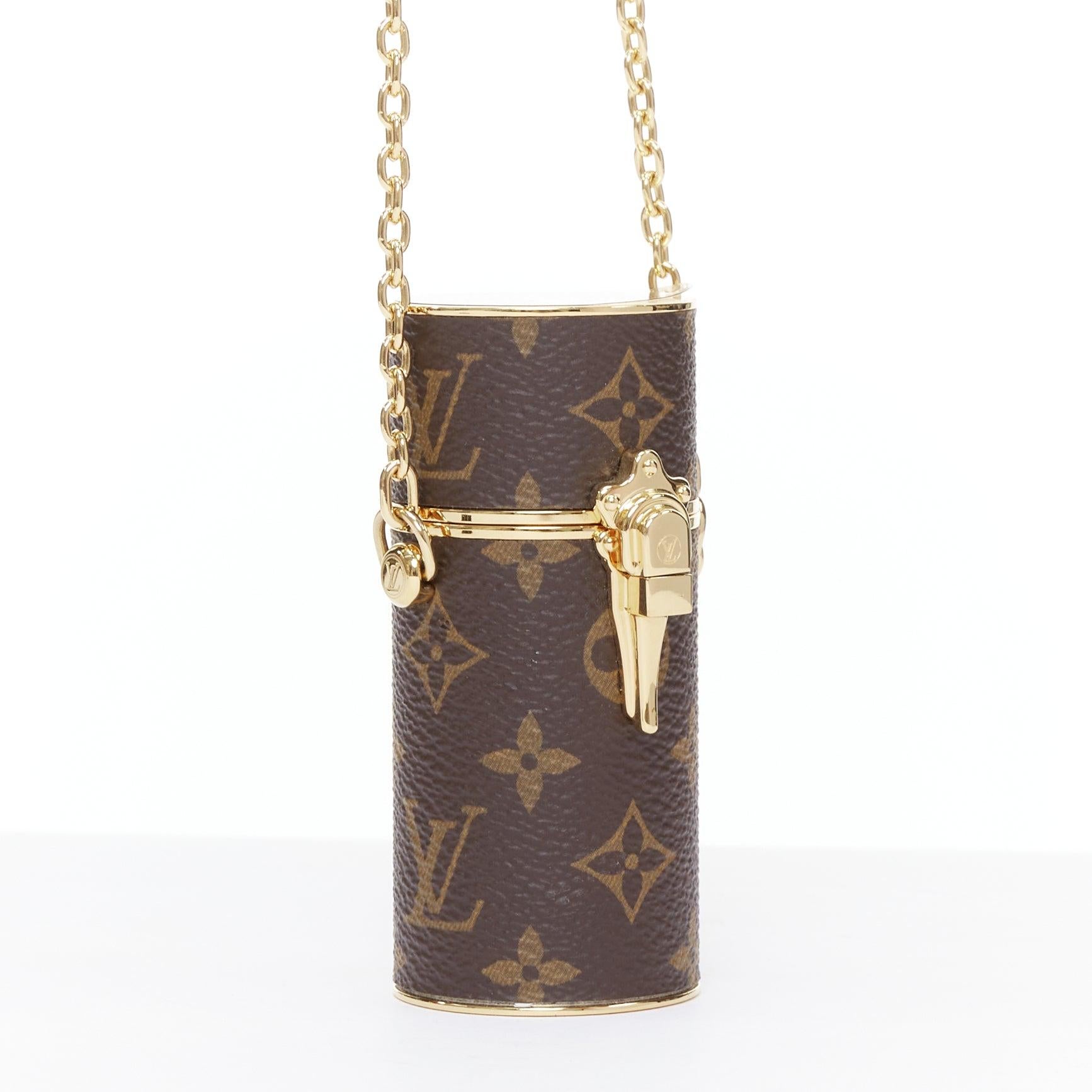 Brown LOUIS VUITTON Lipstick Case on Chain LV monogram crossbody bag For Sale