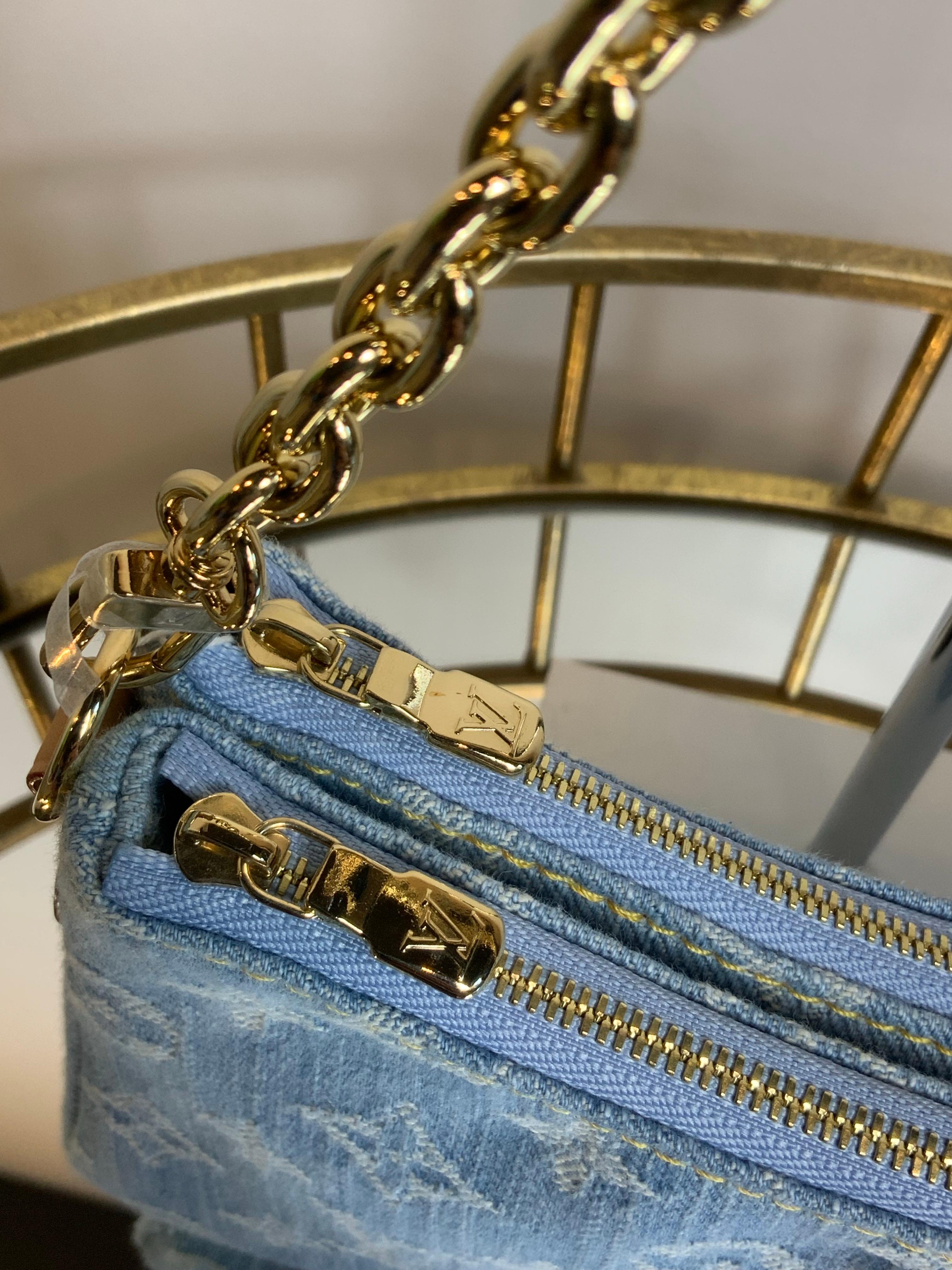 Gray Louis Vuitton Liv Monogram Denim clutch Bag